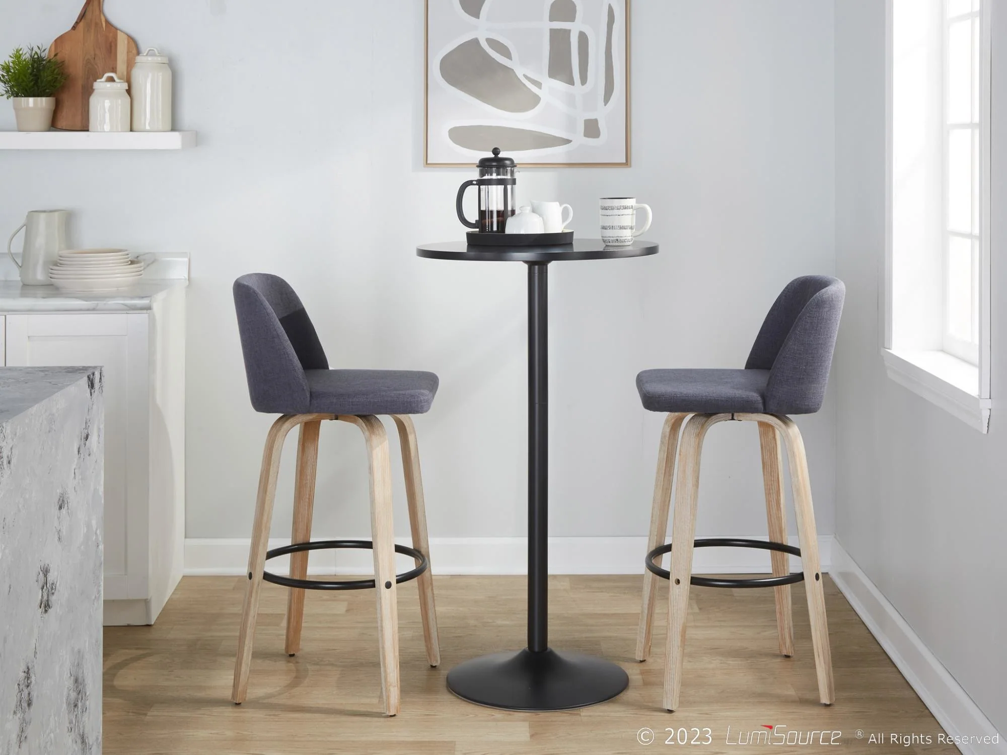 Toriano 30" Fixed-Height Barstool - Set of 2 By LumiSource - B30-TRNOFB-GRTZQ2 WWBU2 - Image 2