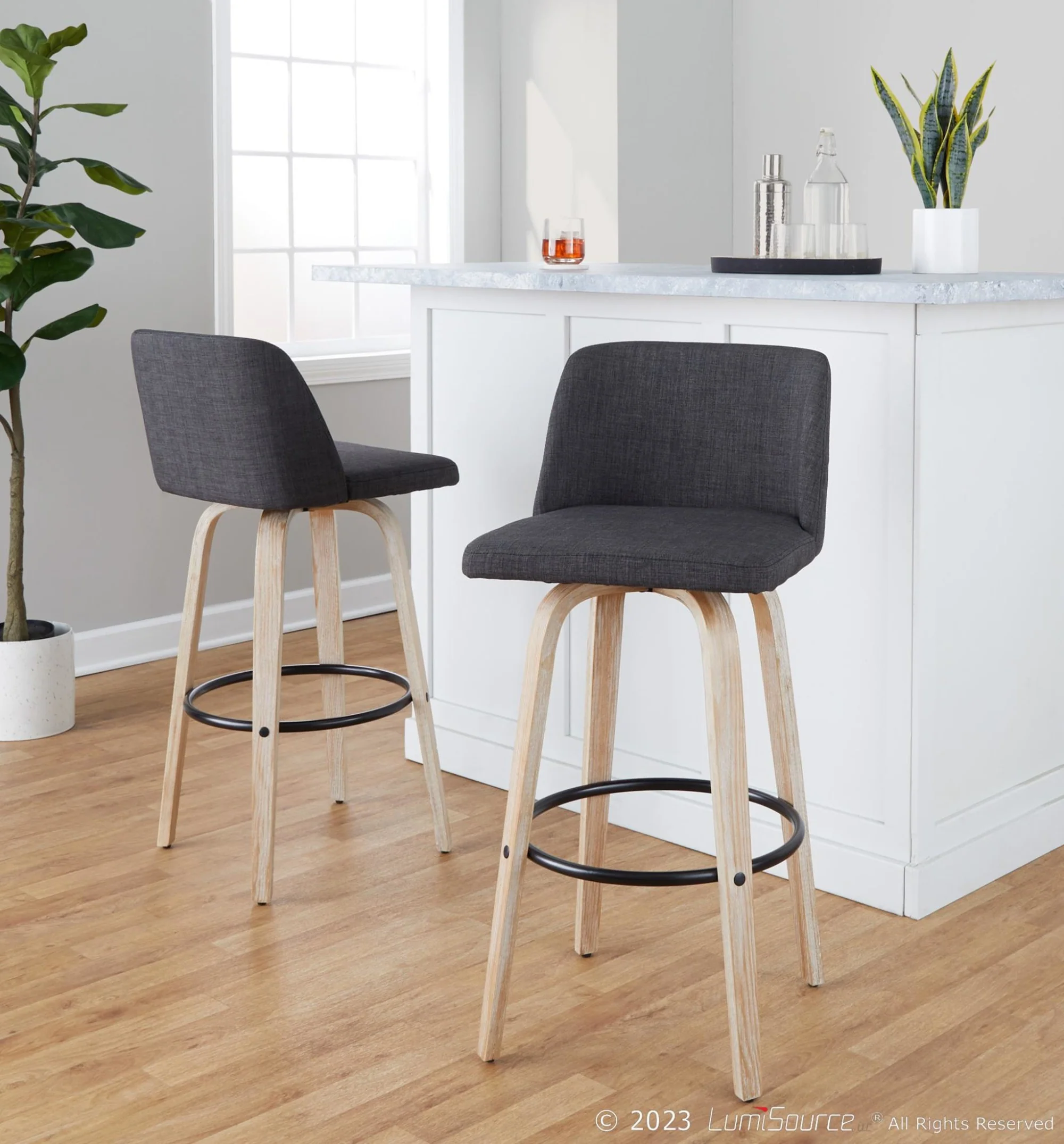 Toriano 30" Fixed-Height Barstool - Set of 2 By LumiSource - B30-TRNOFB-GRTZQ2 WWBU2 - Image 9
