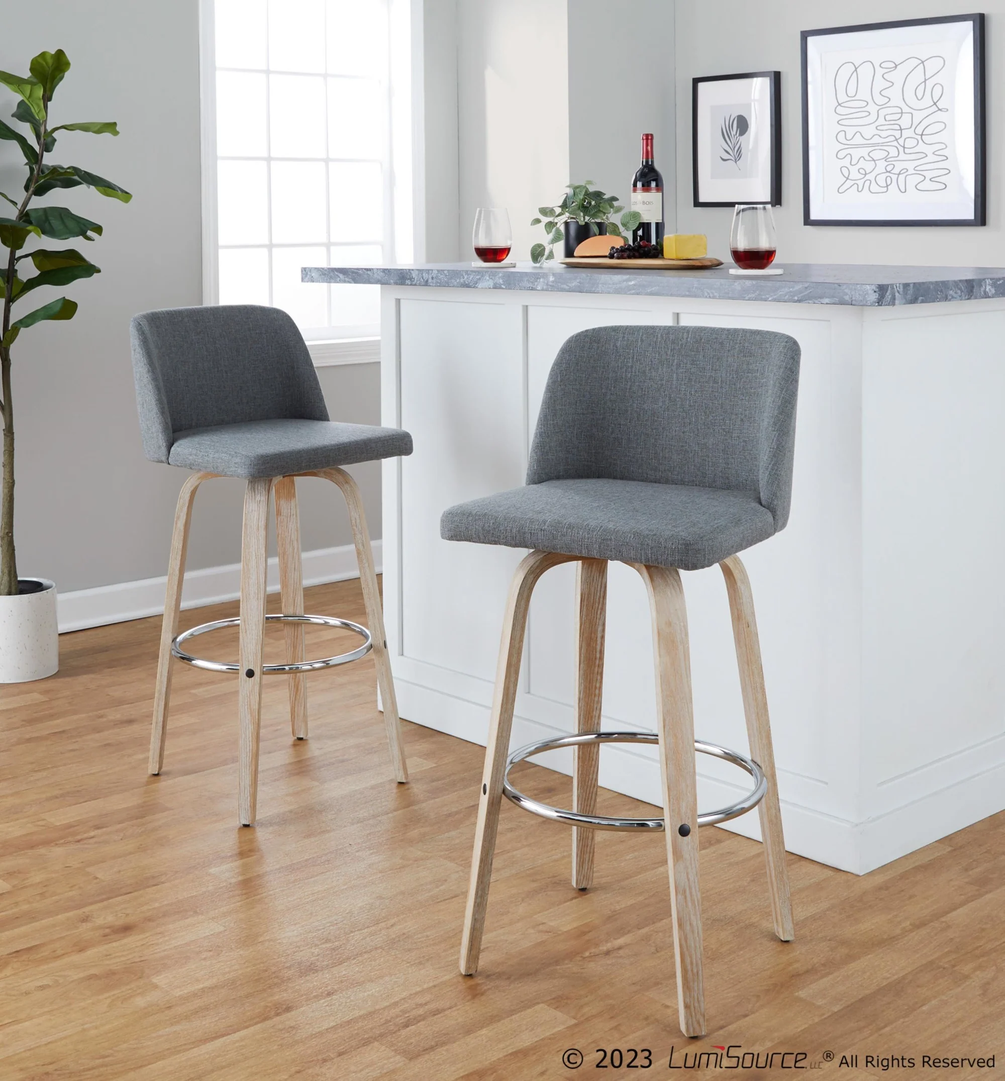 Toriano 30" Fixed-Height Barstool - Set of 2 By LumiSource - B30-TRNOFB-GRTZR2 WWBU2 - Image 19