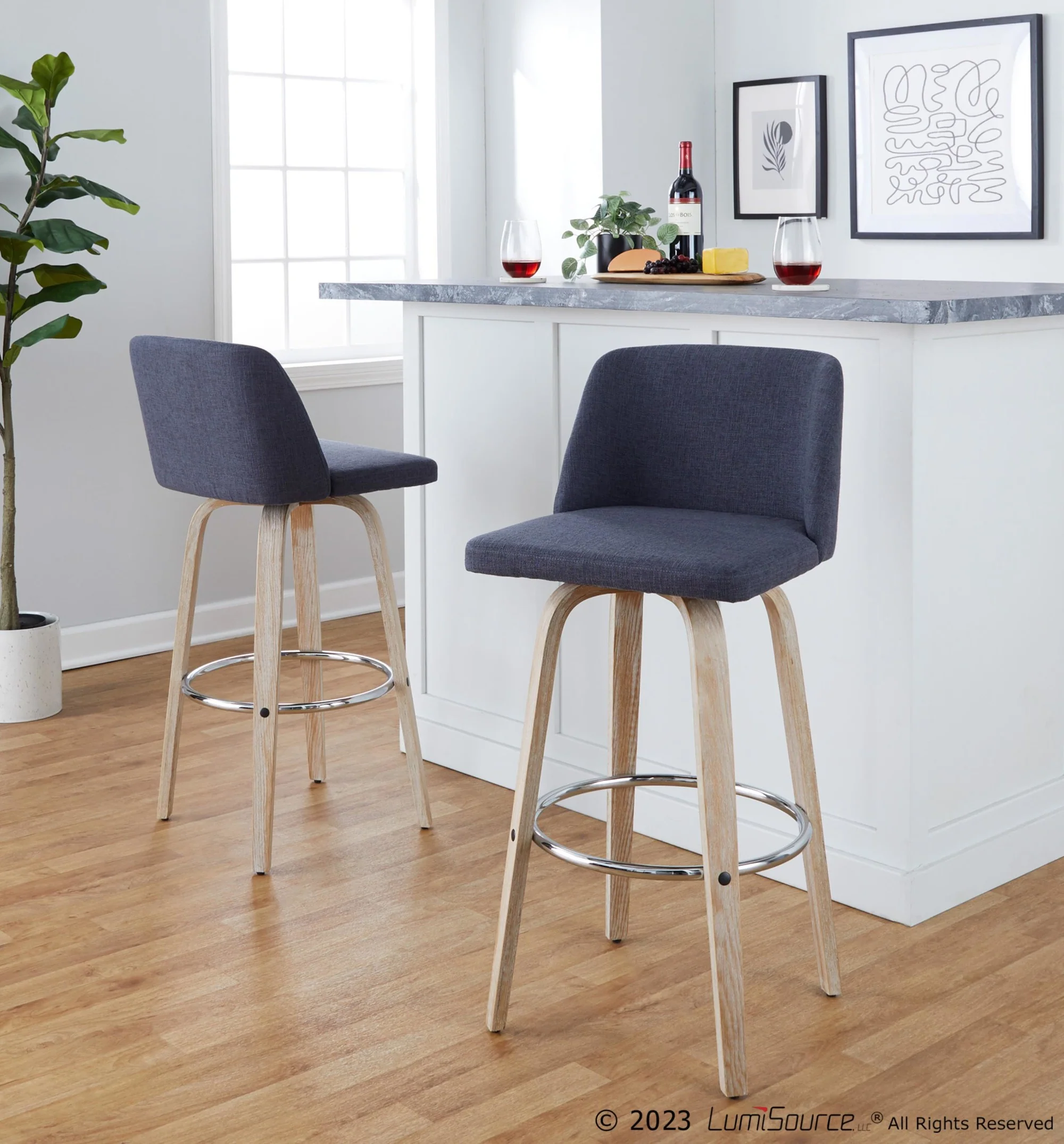 Toriano 30" Fixed-Height Barstool - Set of 2 By LumiSource - B30-TRNOFB-GRTZR2 WWBU2 - Image 2