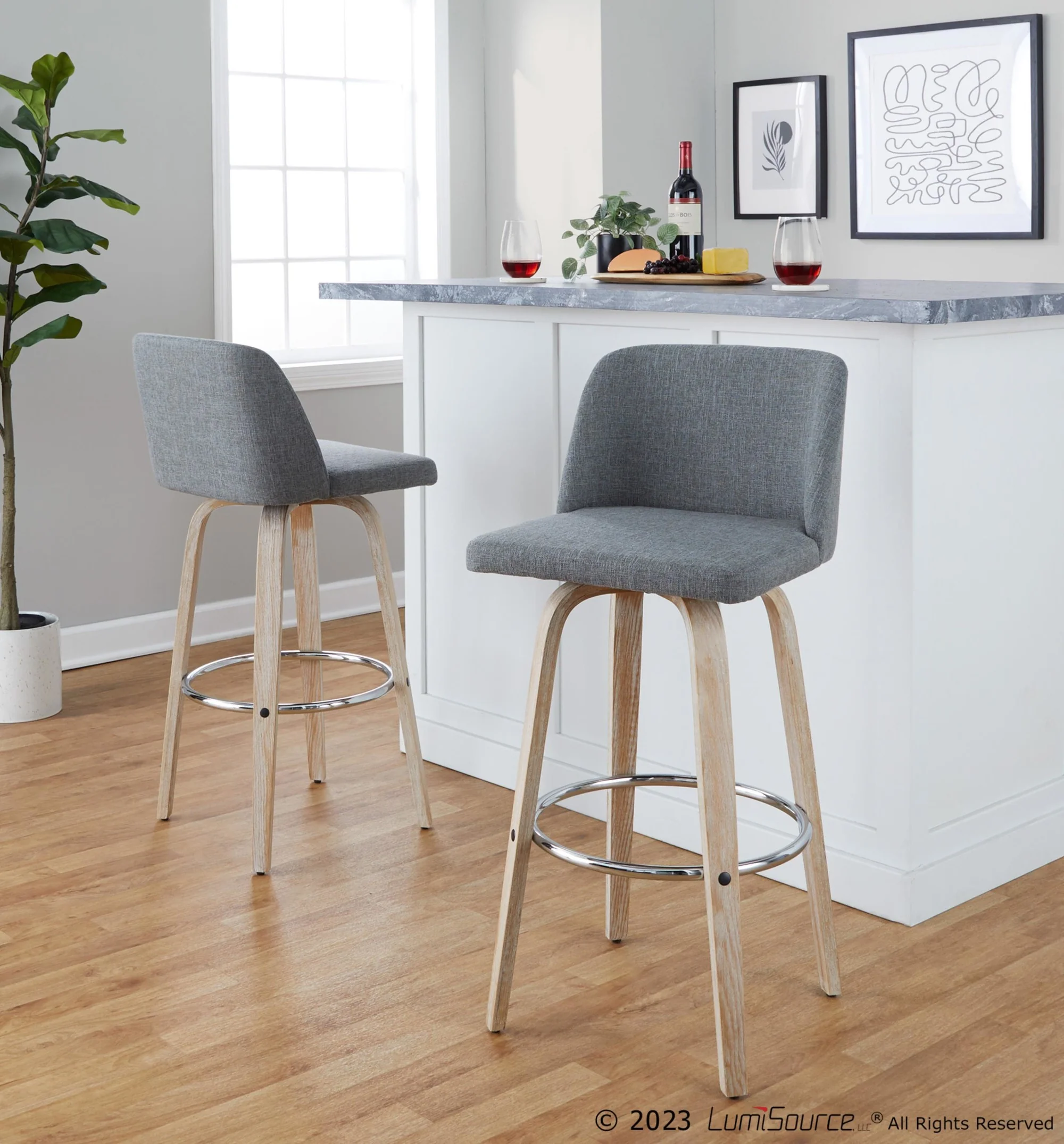 Toriano 30" Fixed-Height Barstool - Set of 2 By LumiSource - B30-TRNOFB-GRTZR2 WWBU2 - Image 20