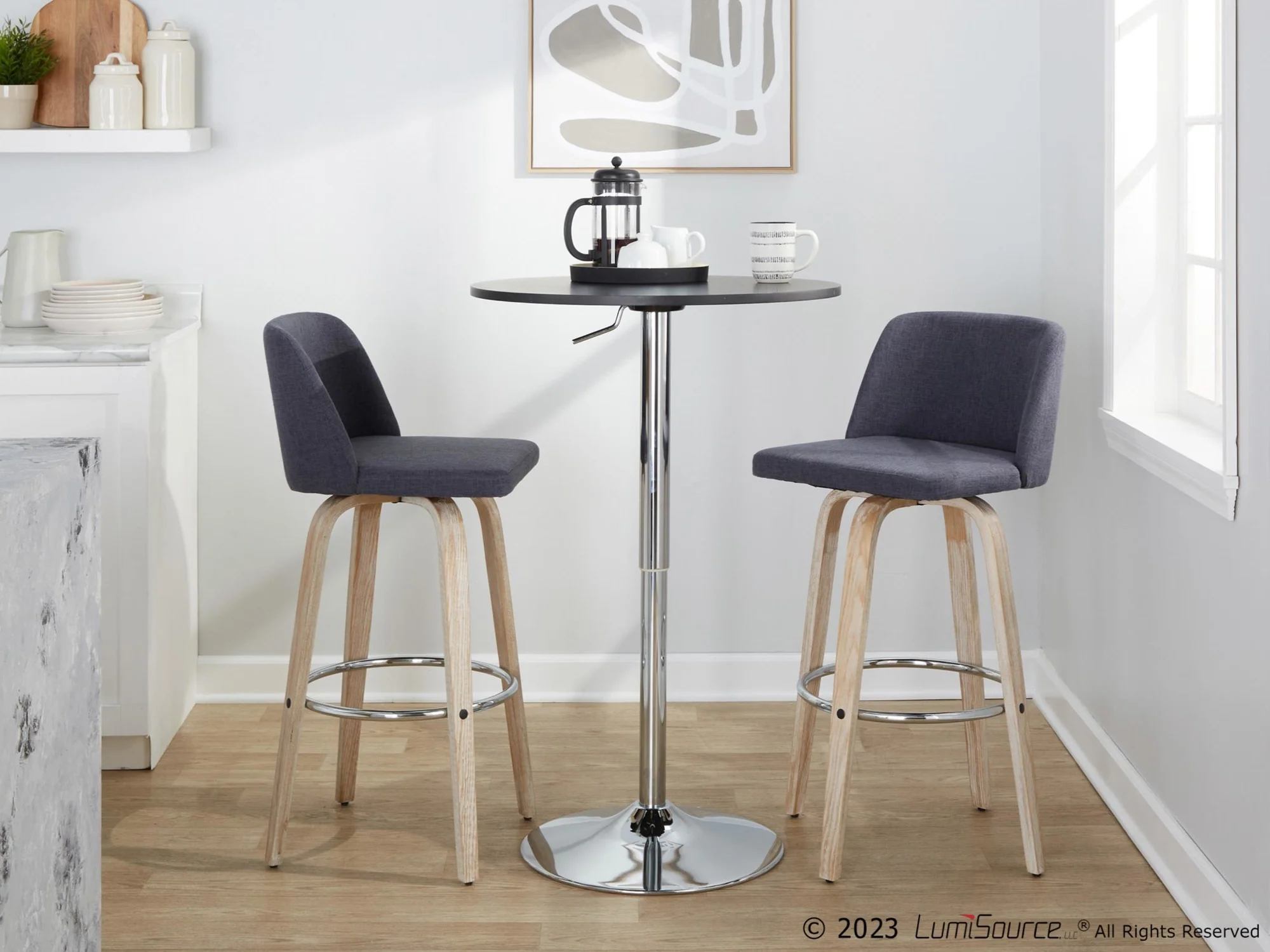 Toriano 30" Fixed-Height Barstool - Set of 2 By LumiSource - B30-TRNOFB-GRTZR2 WWBU2 - Image 4