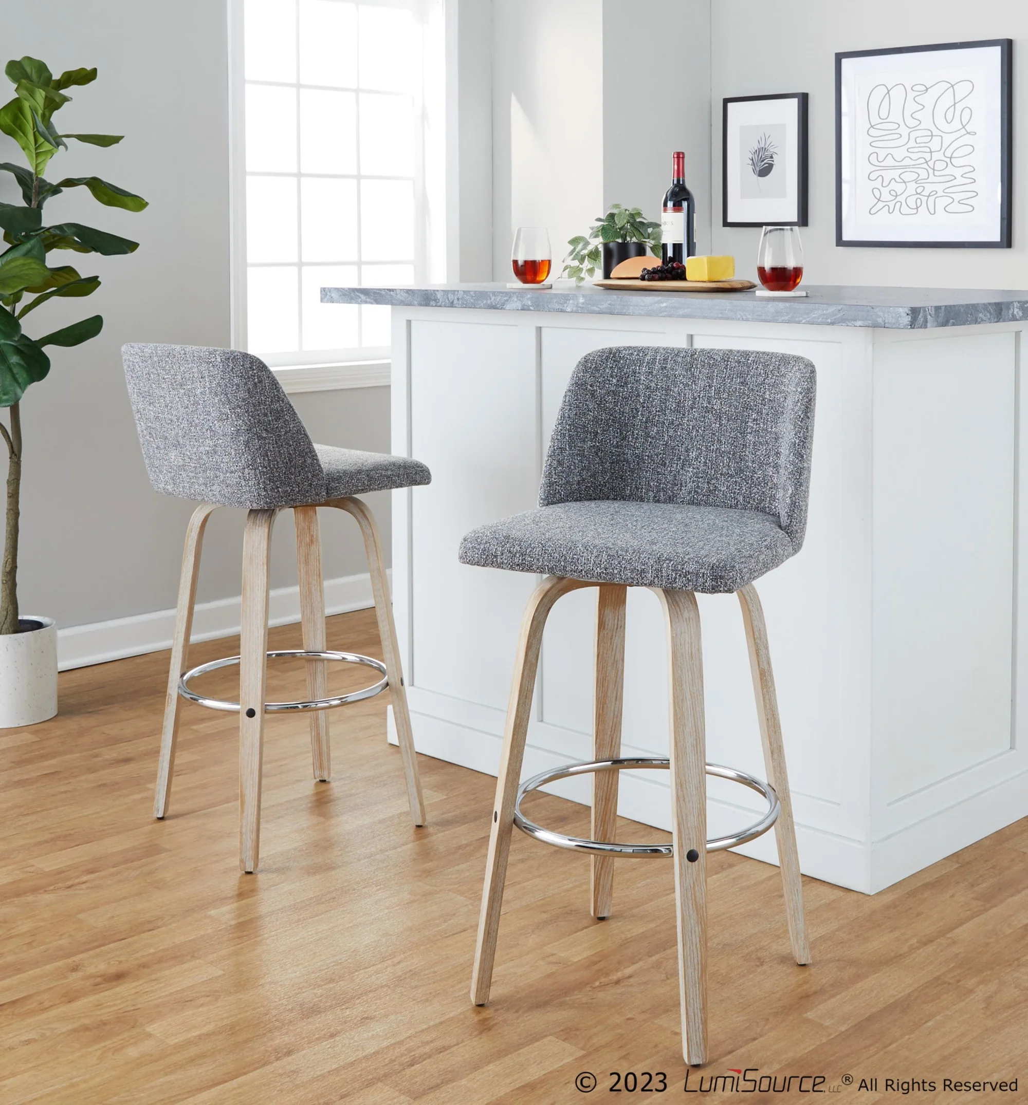 Toriano 30" Fixed-Height Barstool - Set of 2 By LumiSource - B30-TRNOFB-GRTZR2 WWNCR2 - Image 12