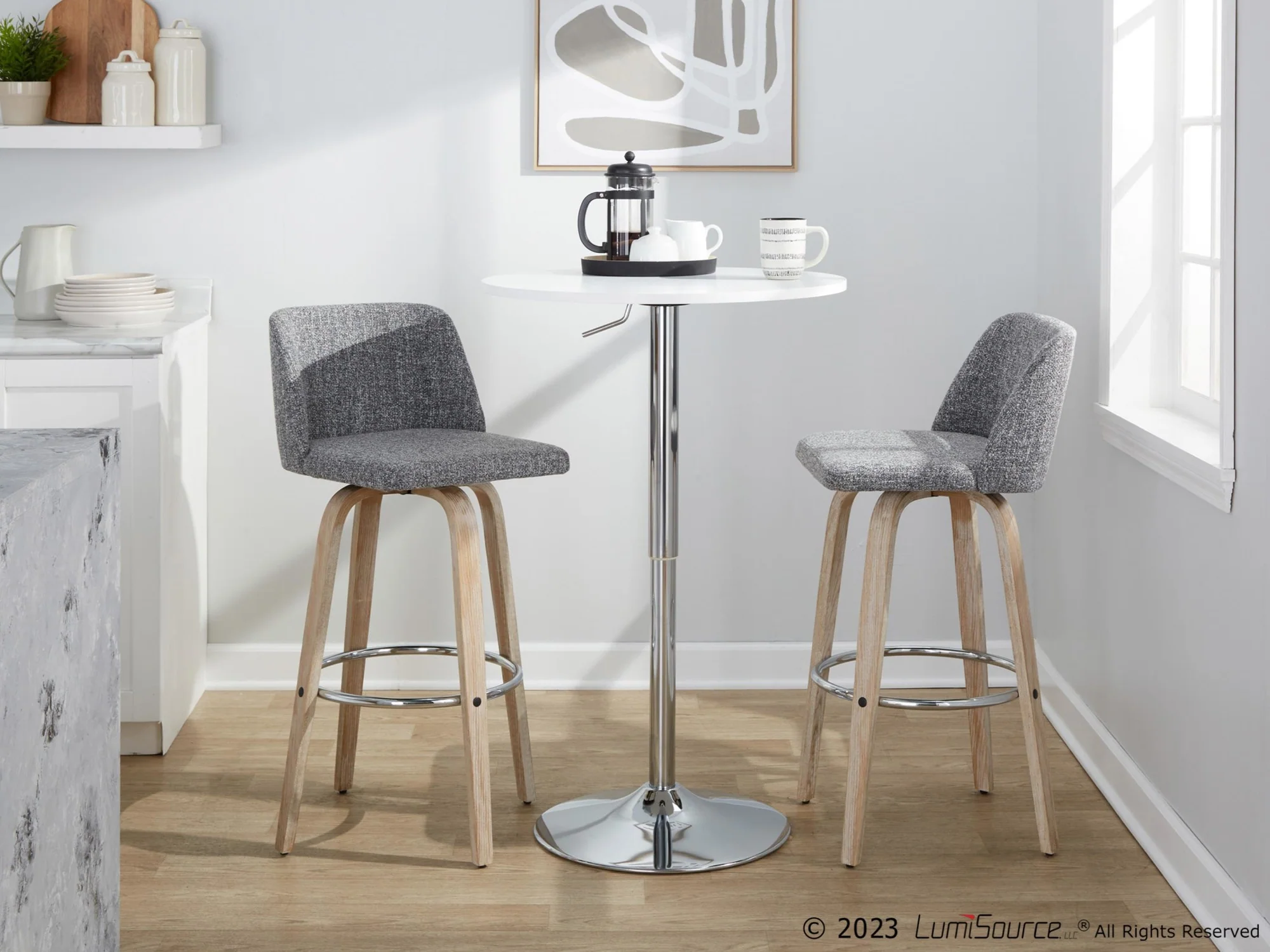 Toriano 30" Fixed-Height Barstool - Set of 2 By LumiSource - B30-TRNOFB-GRTZR2 WWNCR2 - Image 13