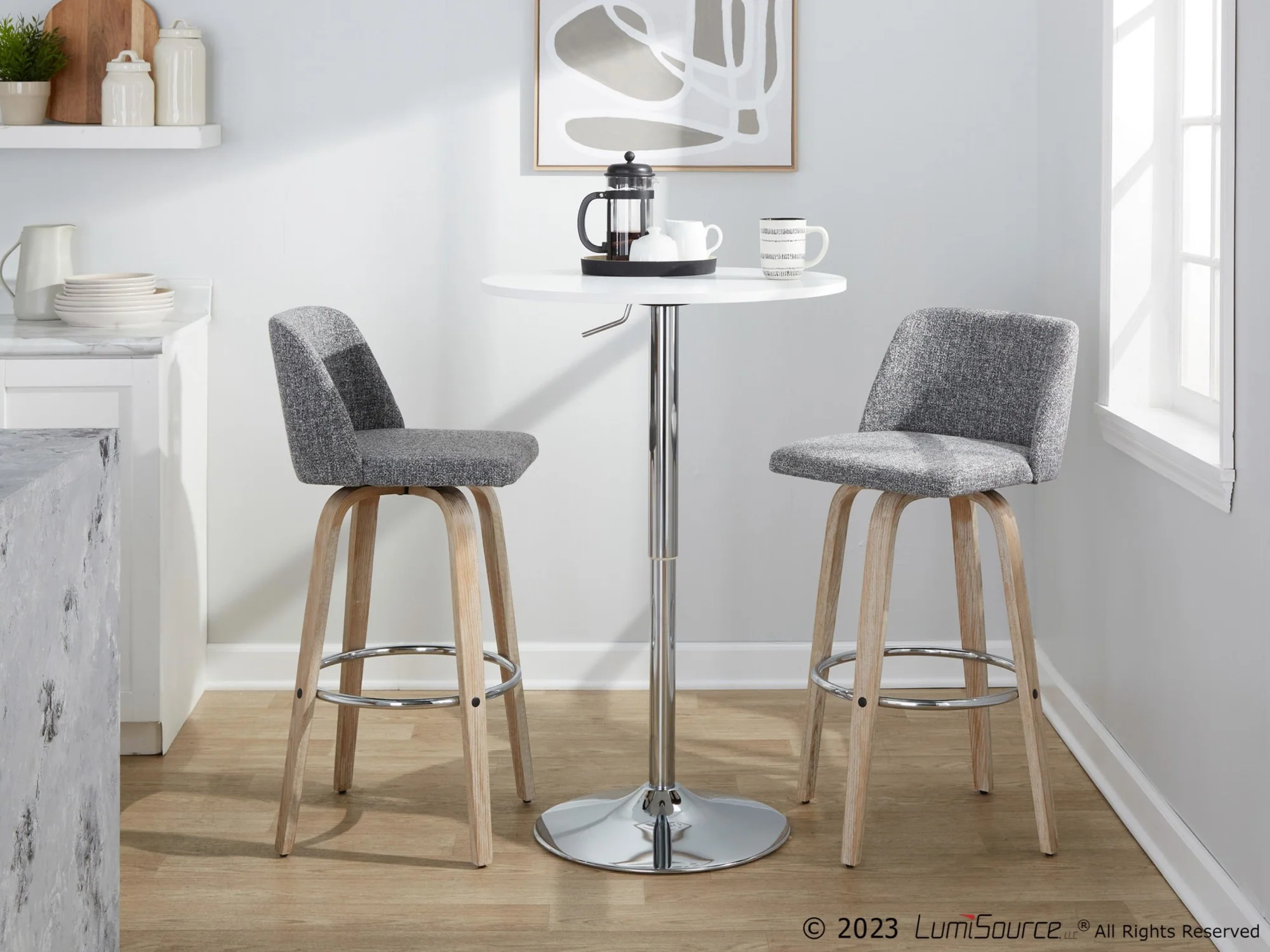 Toriano 30" Fixed-Height Barstool - Set of 2 By LumiSource - B30-TRNOFB-GRTZR2 WWNCR2 - Image 14