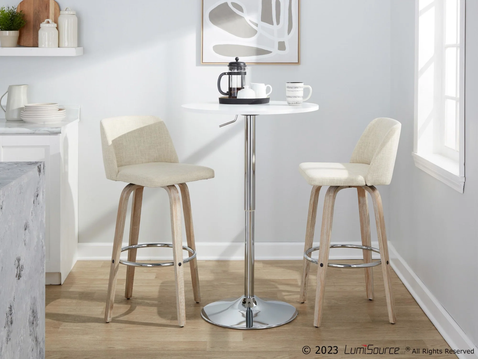 Toriano 30" Fixed-Height Barstool - Set of 2 By LumiSource - B30-TRNOFB-GRTZR2 WWNCR2 - Image 3