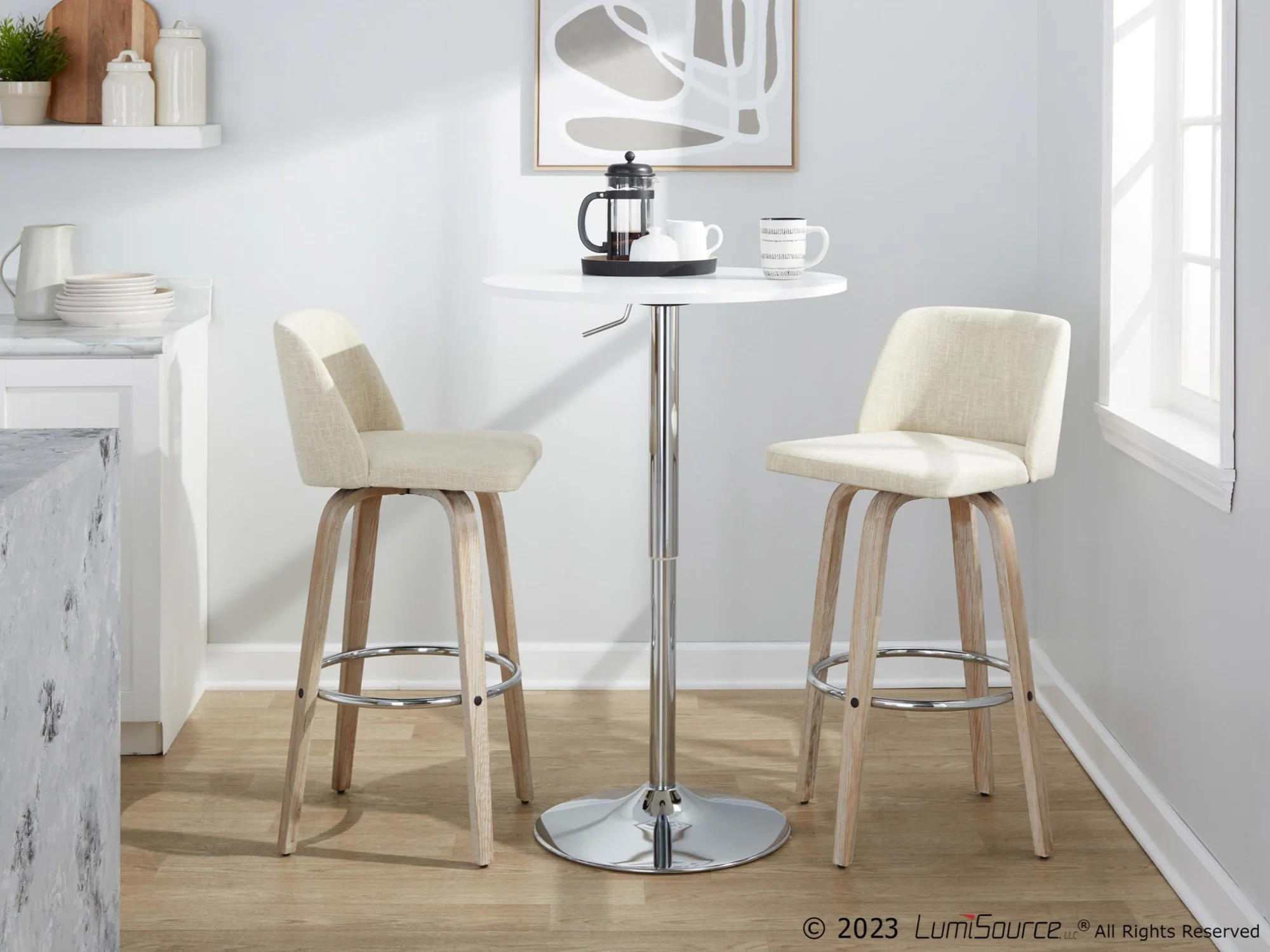 Toriano 30" Fixed-Height Barstool - Set of 2 By LumiSource - B30-TRNOFB-GRTZR2 WWNCR2 - Image 4