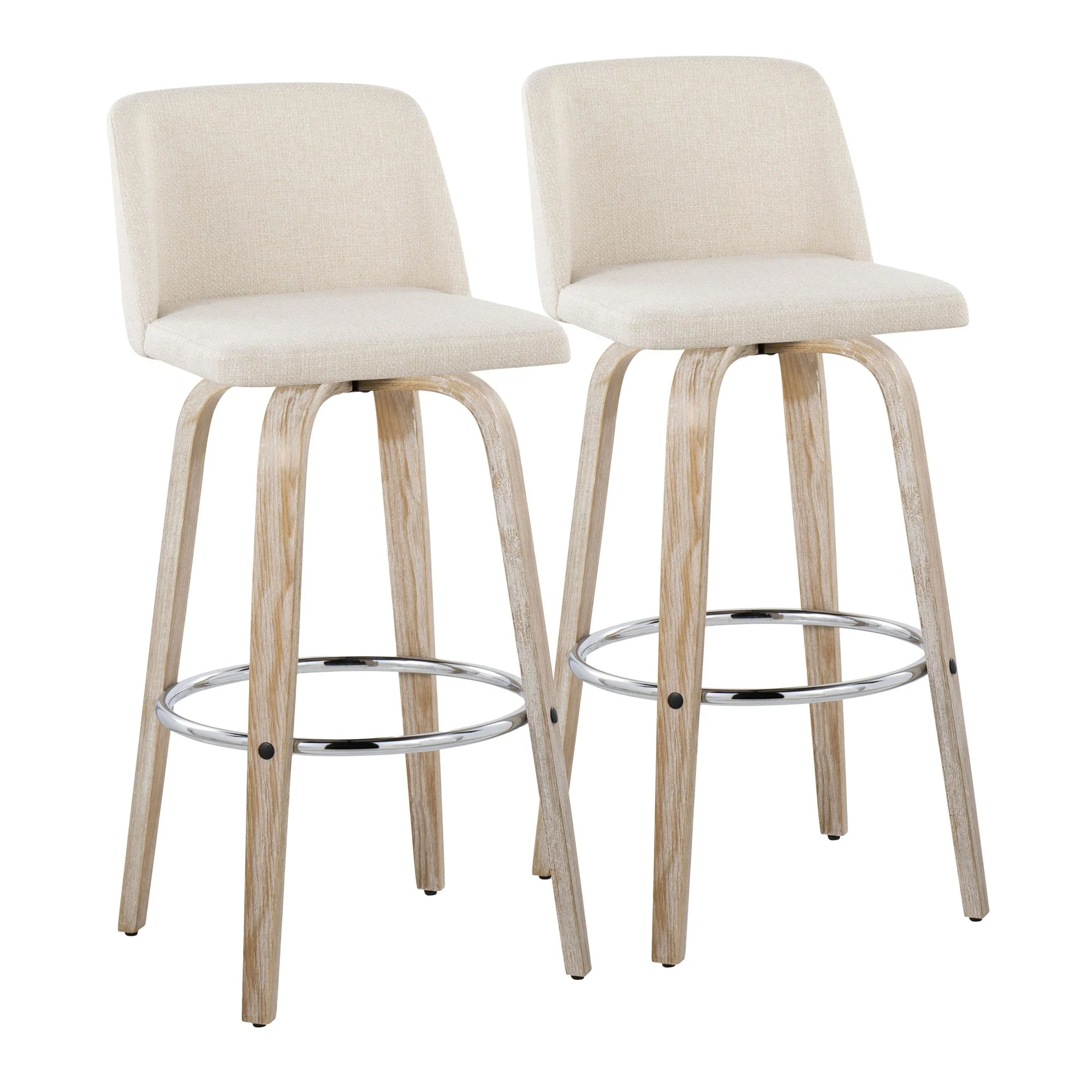 Toriano 30" Fixed-Height Barstool - Set of 2 By LumiSource - B30-TRNOFB-GRTZR2 WWNCR2 - Image 5