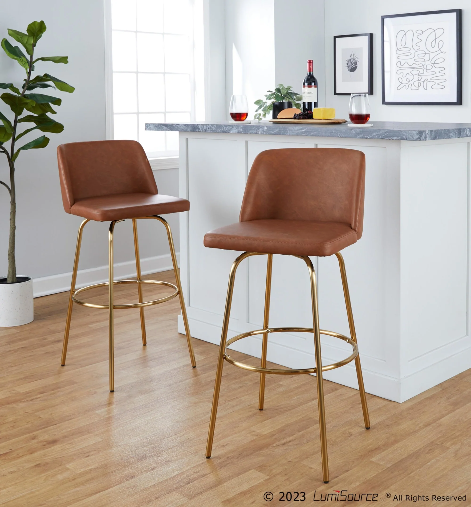 Toriano 30" Fixed-Height Barstool - Set of 2 By LumiSource - B30-TRNOPU-CLARZG2 AUCAM2 - Image 2