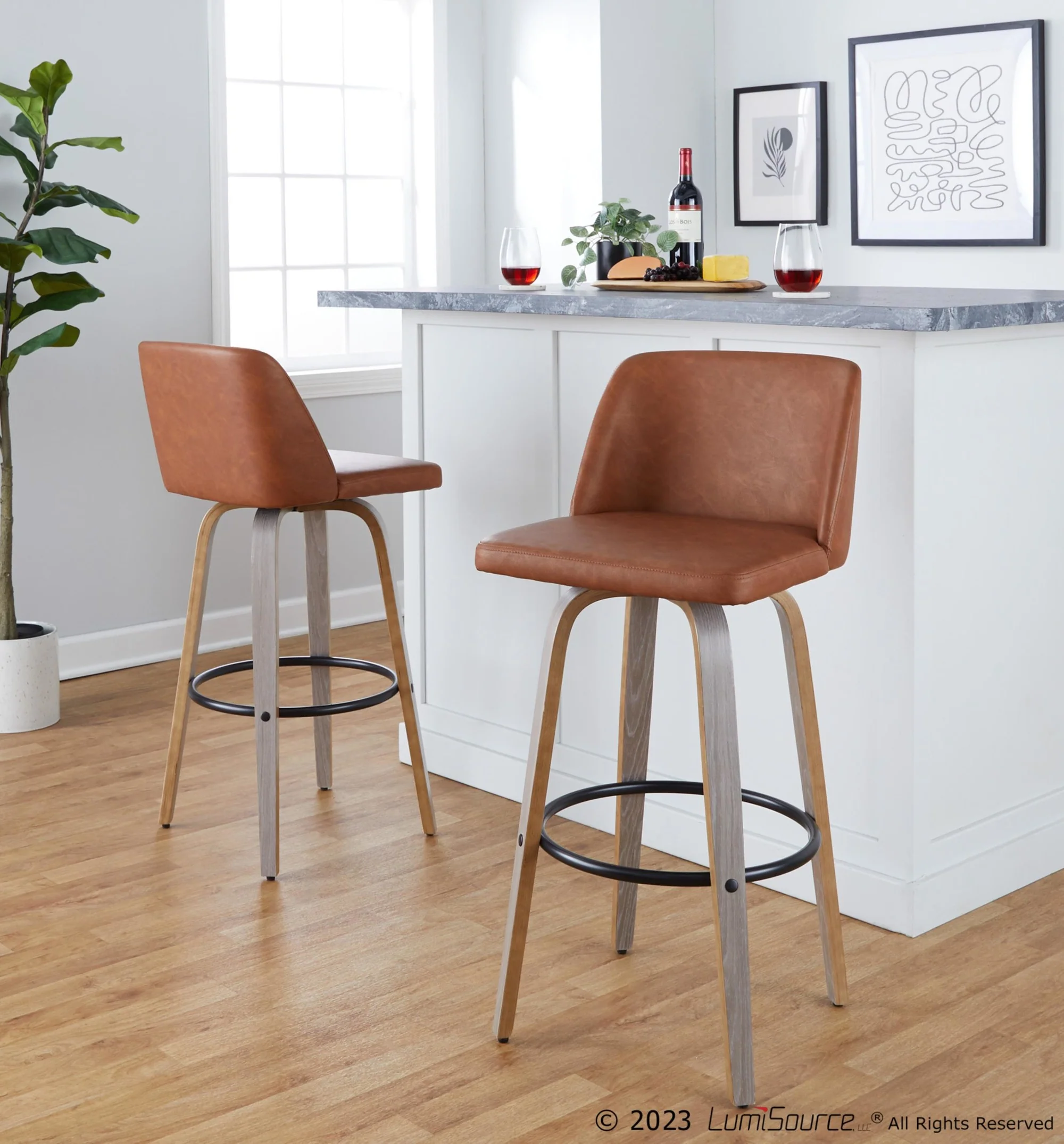 Toriano 30" Fixed-Height Barstool - Set of 2 By LumiSource - B30-TRNOPU-GRTZQ2 LGYBK2 - Image 11