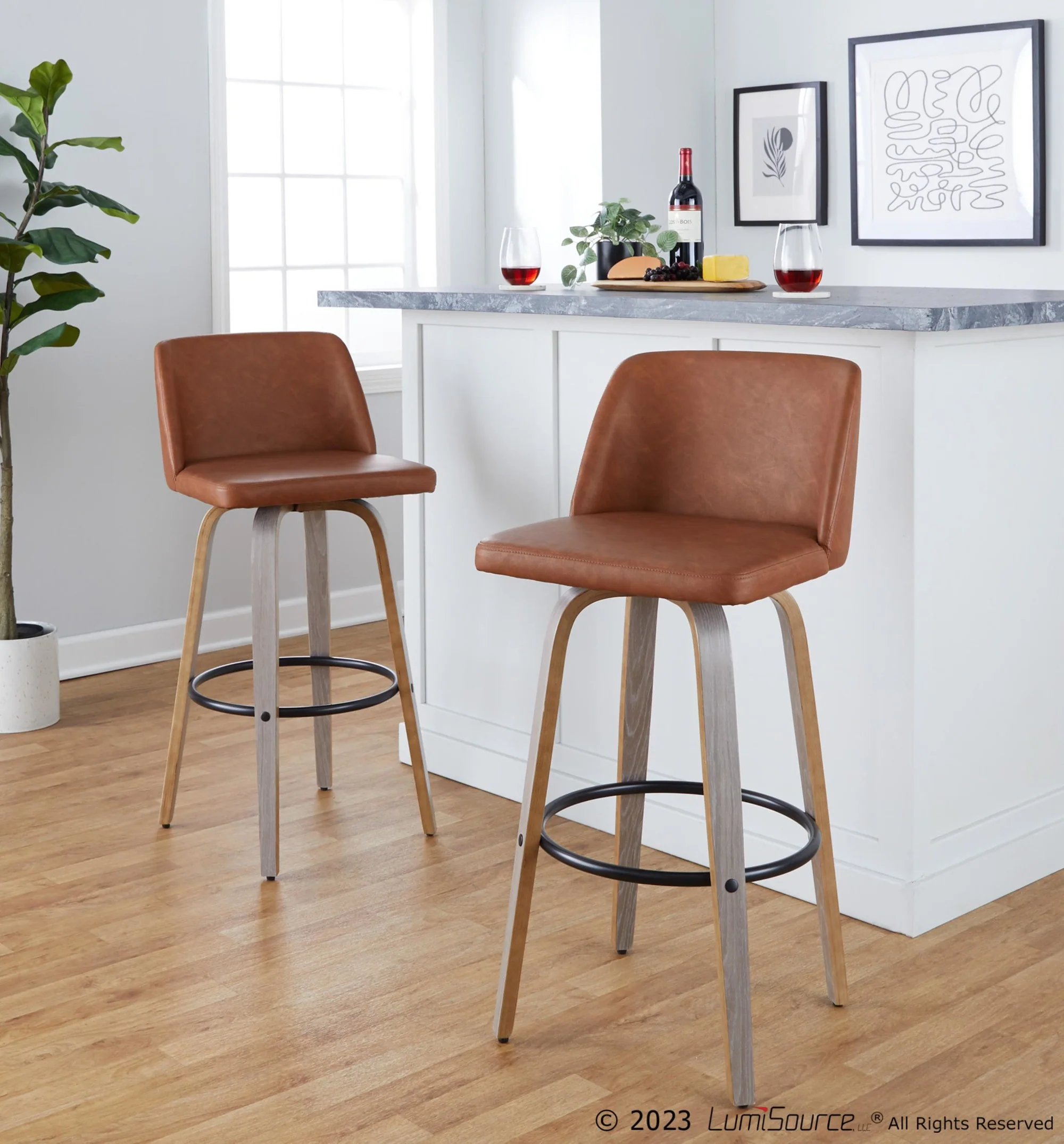 Toriano 30" Fixed-Height Barstool - Set of 2 By LumiSource - B30-TRNOPU-GRTZQ2 LGYBK2 - Image 12