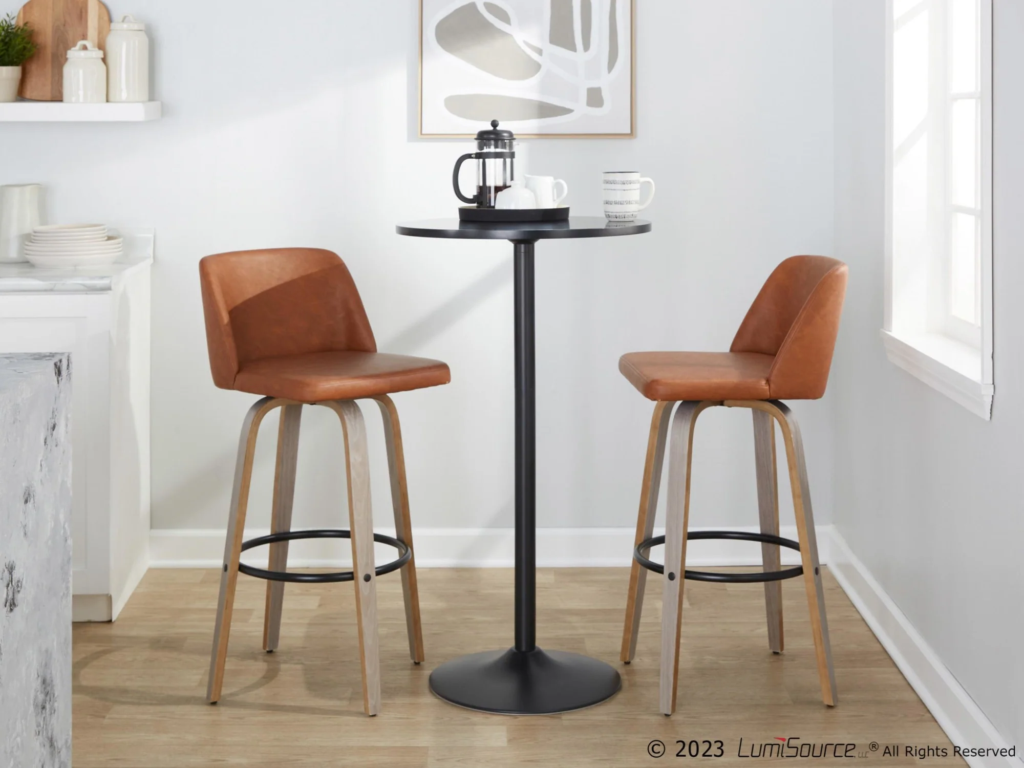 Toriano 30" Fixed-Height Barstool - Set of 2 By LumiSource - B30-TRNOPU-GRTZQ2 LGYBK2 - Image 13