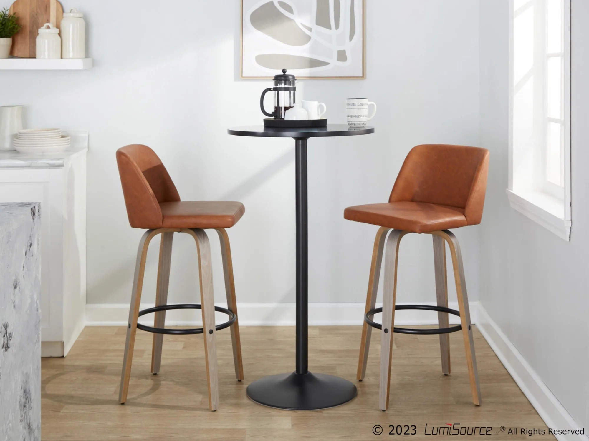 Toriano 30" Fixed-Height Barstool - Set of 2 By LumiSource - B30-TRNOPU-GRTZQ2 LGYBK2 - Image 14
