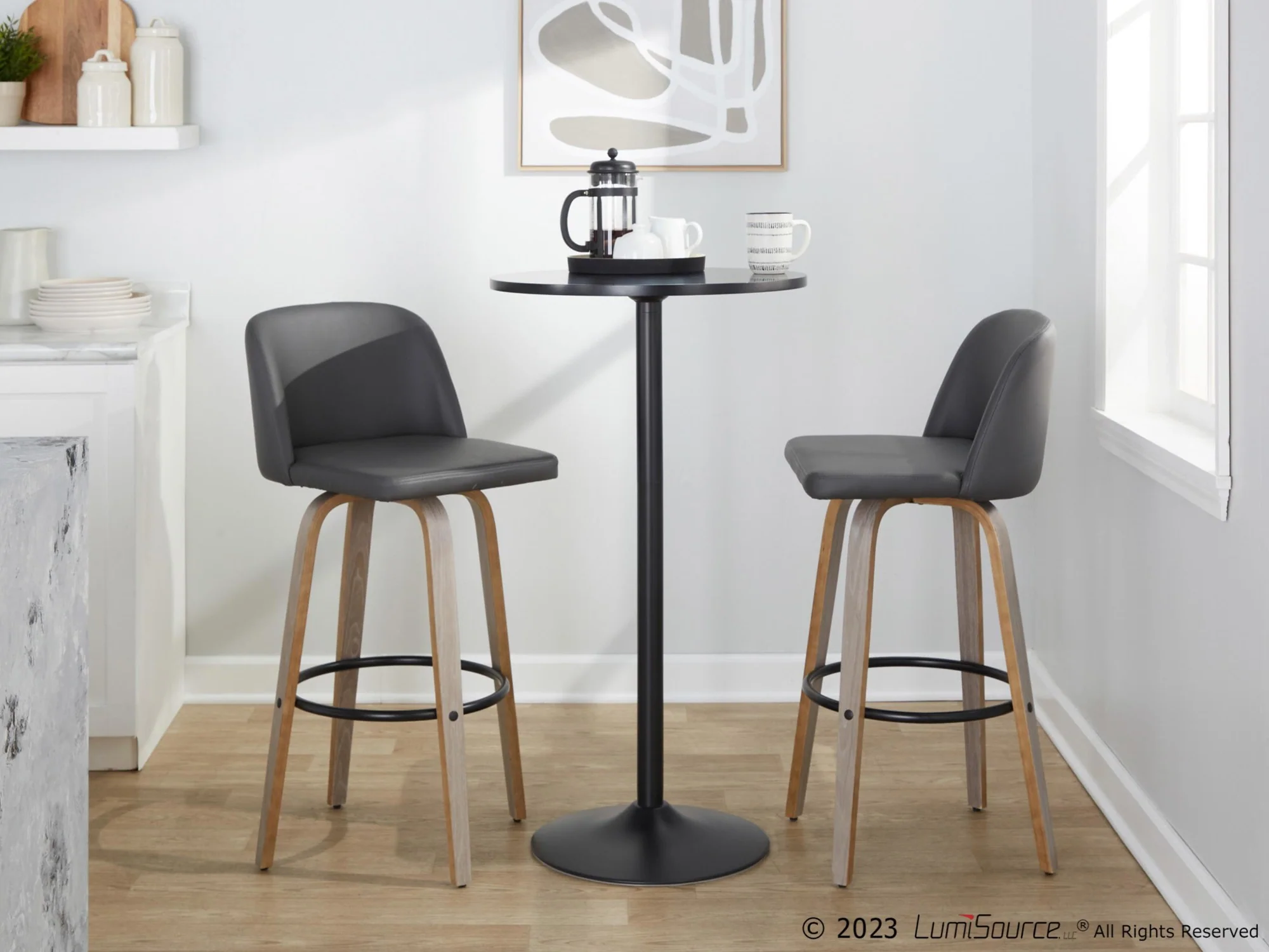 Toriano 30" Fixed-Height Barstool - Set of 2 By LumiSource - B30-TRNOPU-GRTZQ2 LGYBK2 - Image 23