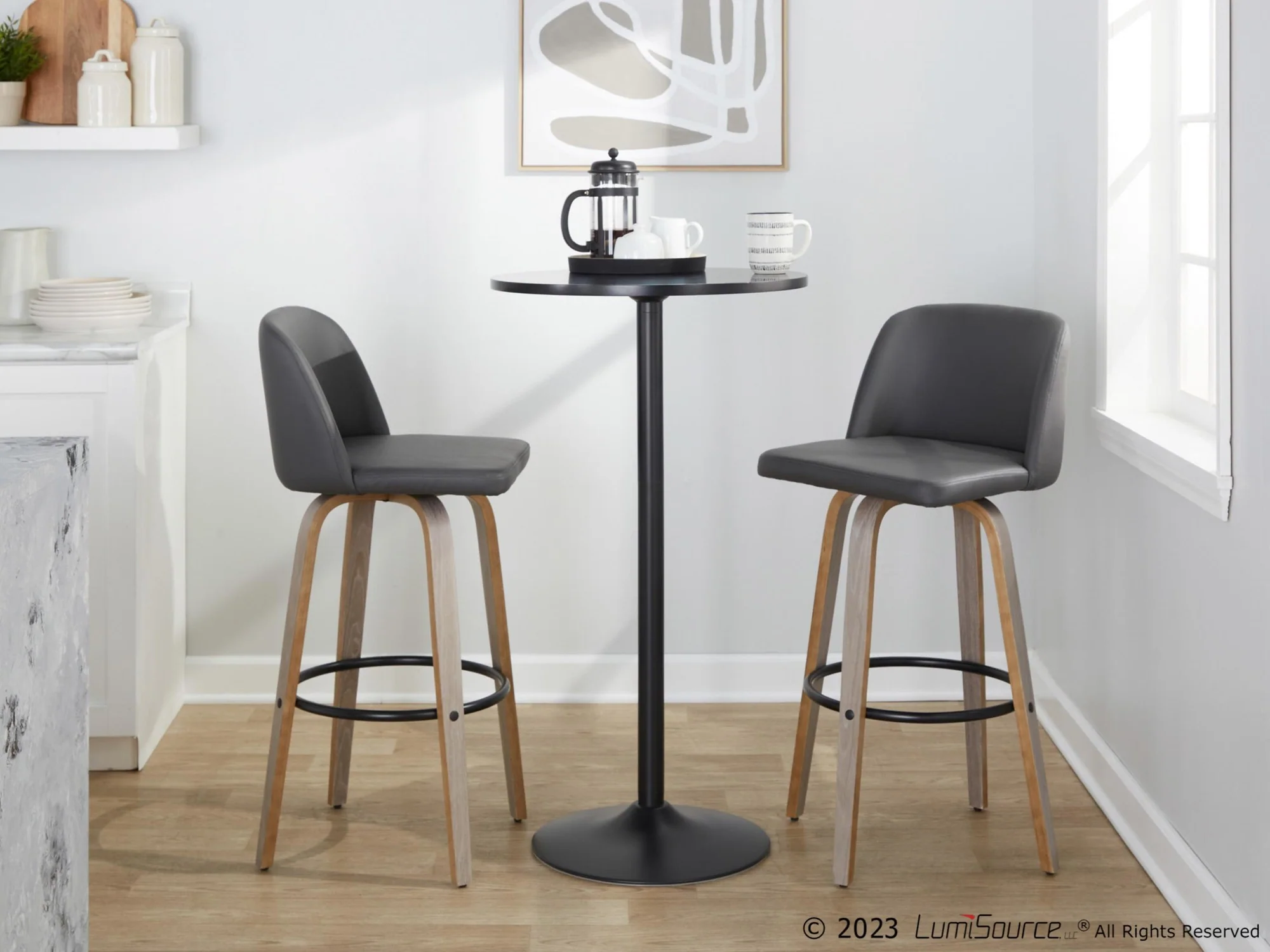 Toriano 30" Fixed-Height Barstool - Set of 2 By LumiSource - B30-TRNOPU-GRTZQ2 LGYBK2 - Image 24