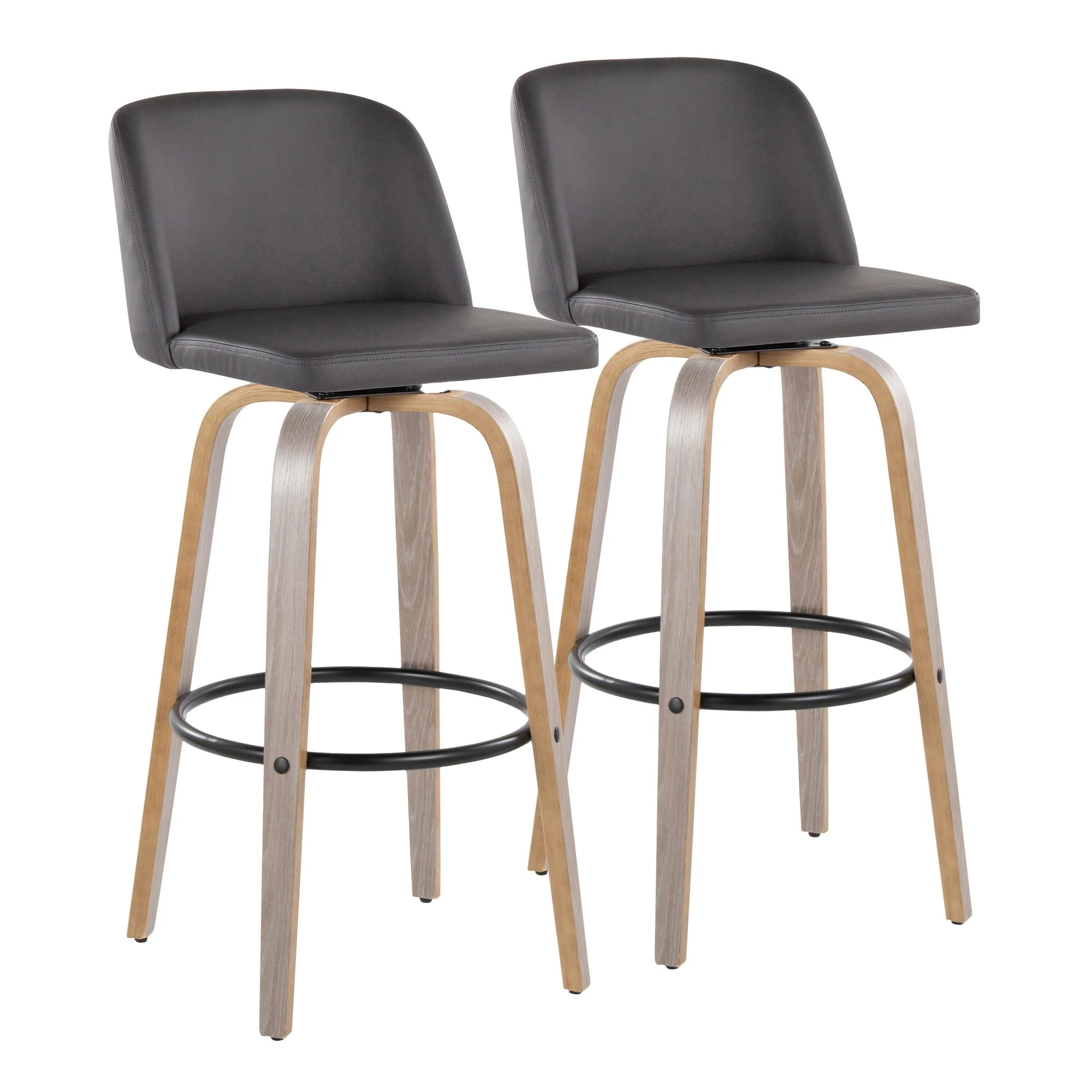 Toriano 30" Fixed-Height Barstool - Set of 2 By LumiSource - B30-TRNOPU-GRTZQ2 LGYBK2 - Image 25