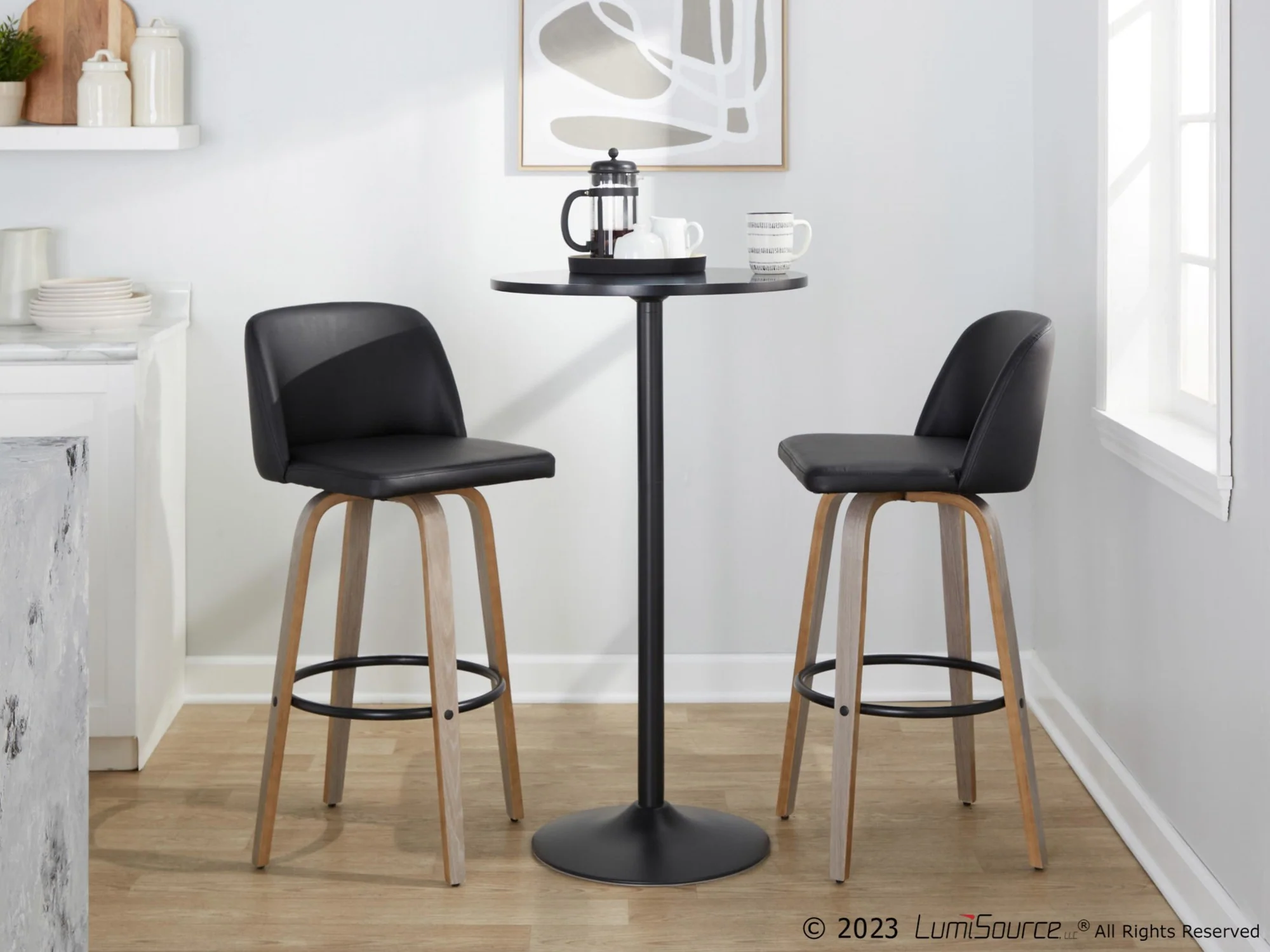 Toriano 30" Fixed-Height Barstool - Set of 2 By LumiSource - B30-TRNOPU-GRTZQ2 LGYBK2 - Image 3