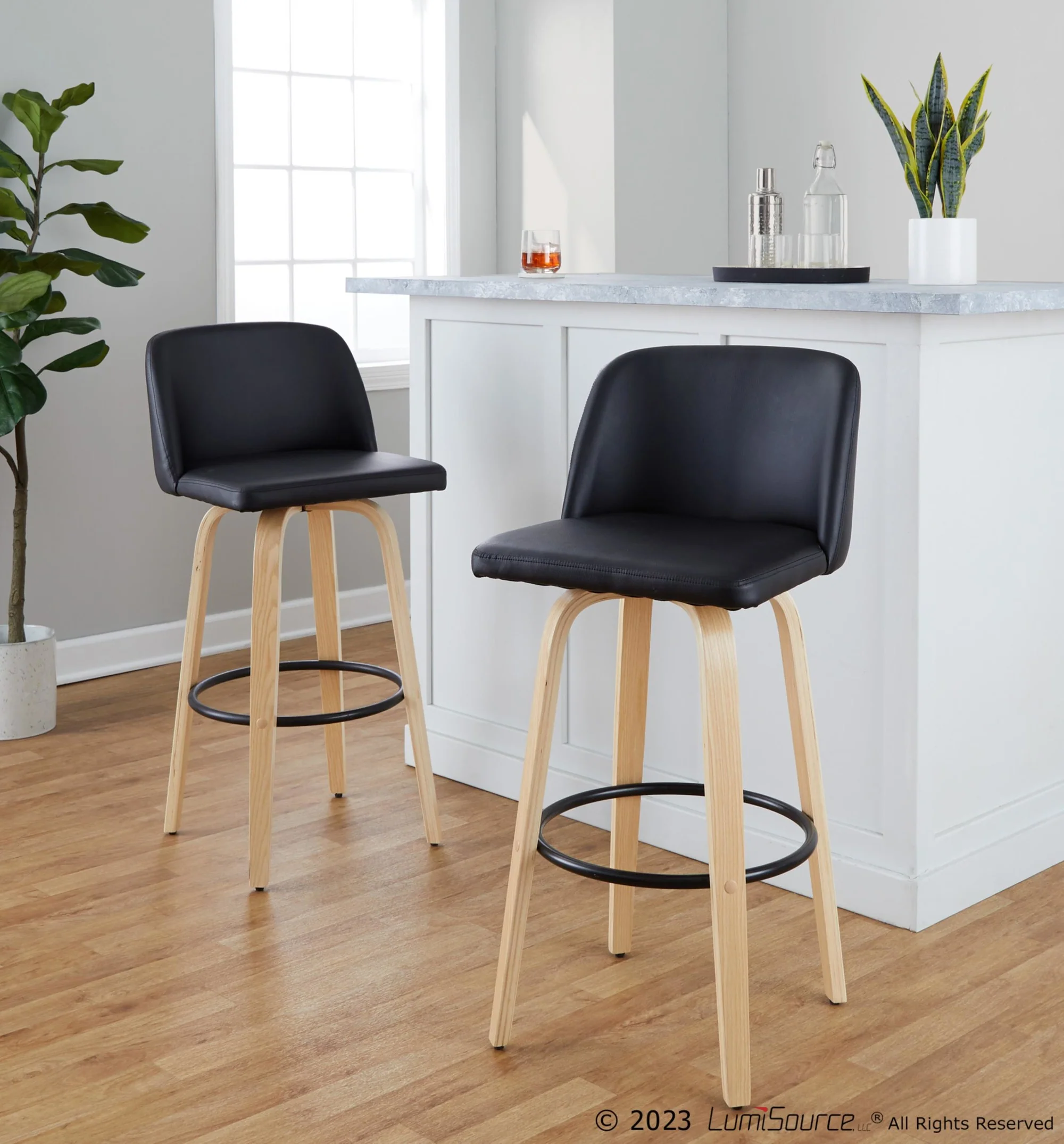 Toriano 30" Fixed-Height Barstool - Set of 2 By LumiSource - B30-TRNOPU-GRTZQ2 LGYBK2 - Image 31