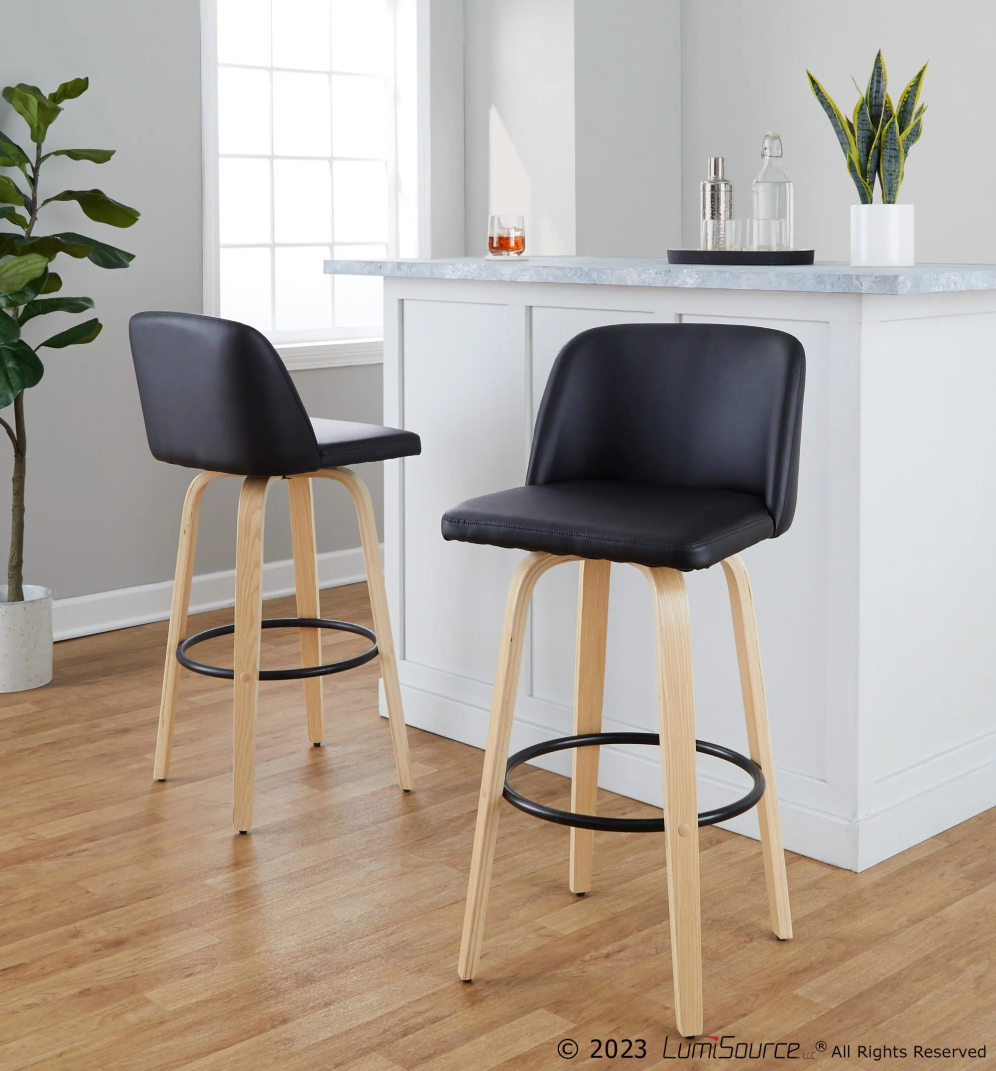 Toriano 30" Fixed-Height Barstool - Set of 2 By LumiSource - B30-TRNOPU-GRTZQ2 LGYBK2 - Image 32