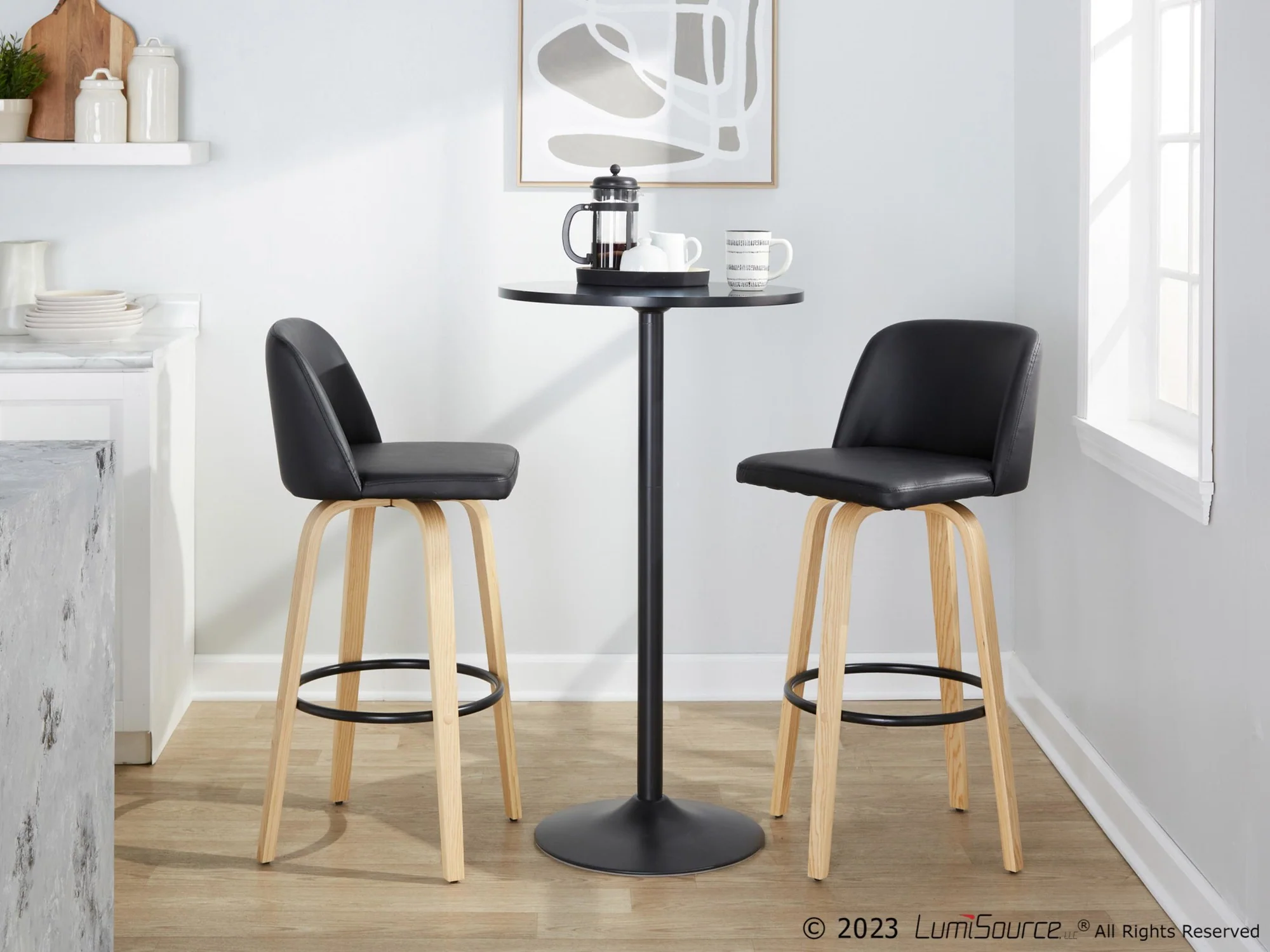 Toriano 30" Fixed-Height Barstool - Set of 2 By LumiSource - B30-TRNOPU-GRTZQ2 LGYBK2 - Image 33