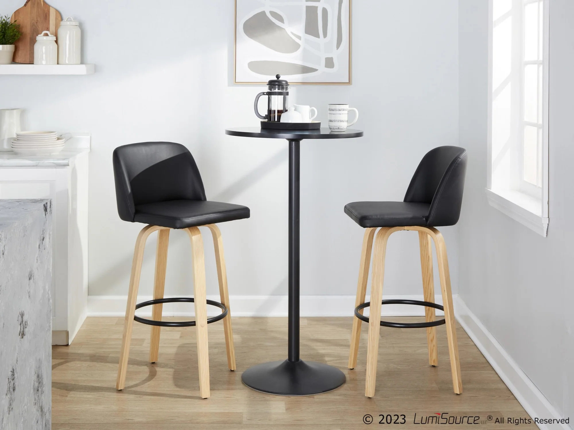 Toriano 30" Fixed-Height Barstool - Set of 2 By LumiSource - B30-TRNOPU-GRTZQ2 LGYBK2 - Image 34