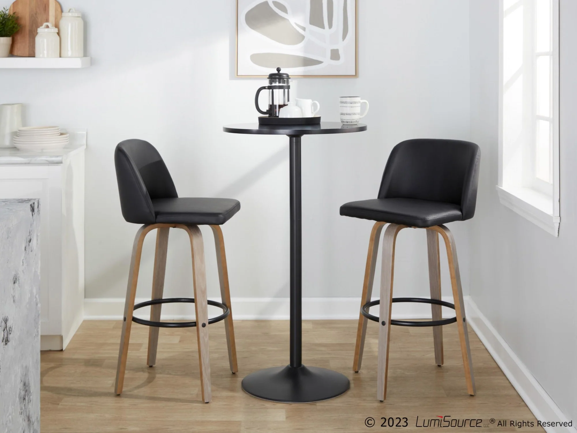 Toriano 30" Fixed-Height Barstool - Set of 2 By LumiSource - B30-TRNOPU-GRTZQ2 LGYBK2 - Image 4