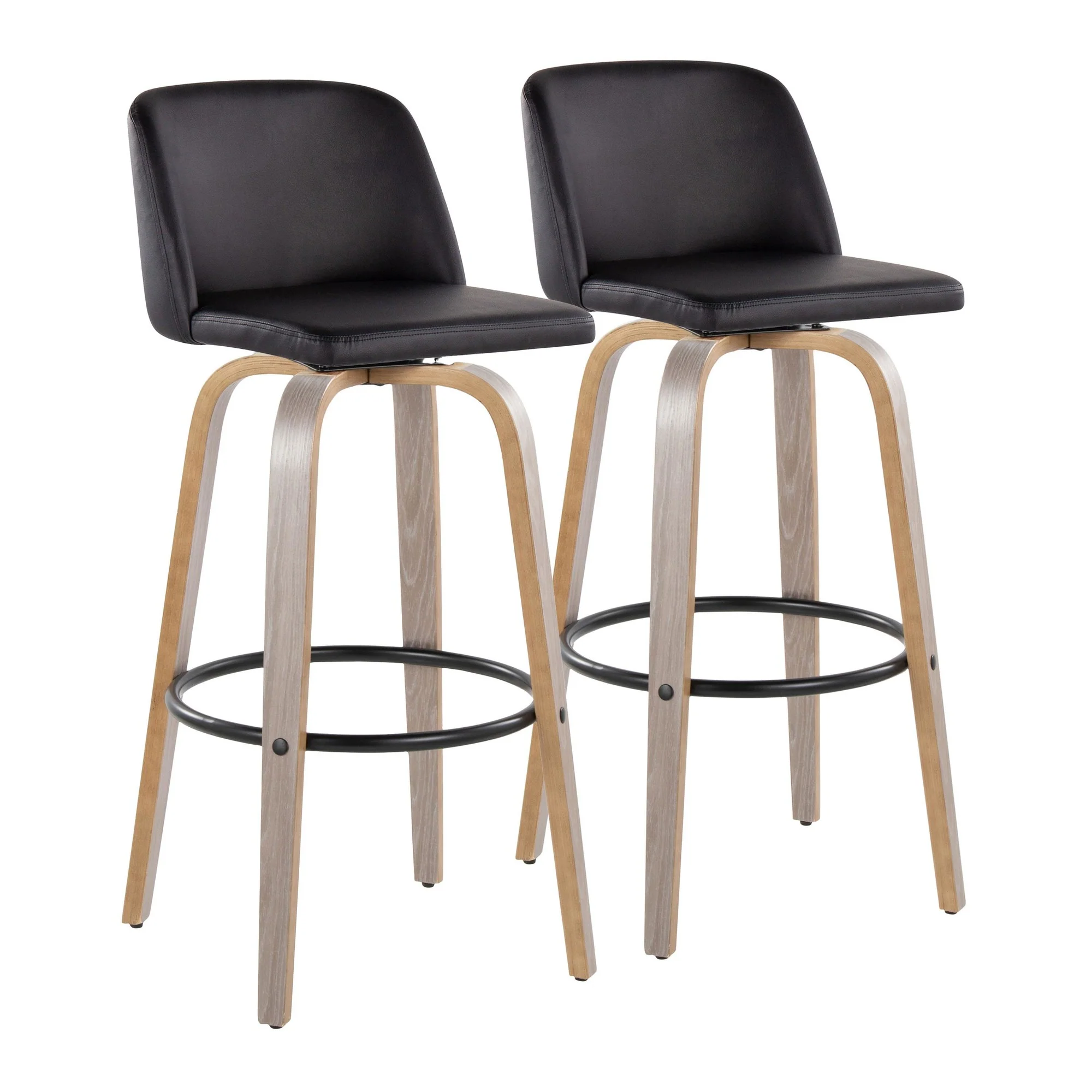 Toriano 30" Fixed-Height Barstool - Set of 2 By LumiSource - B30-TRNOPU-GRTZQ2 LGYBK2 - Image 5