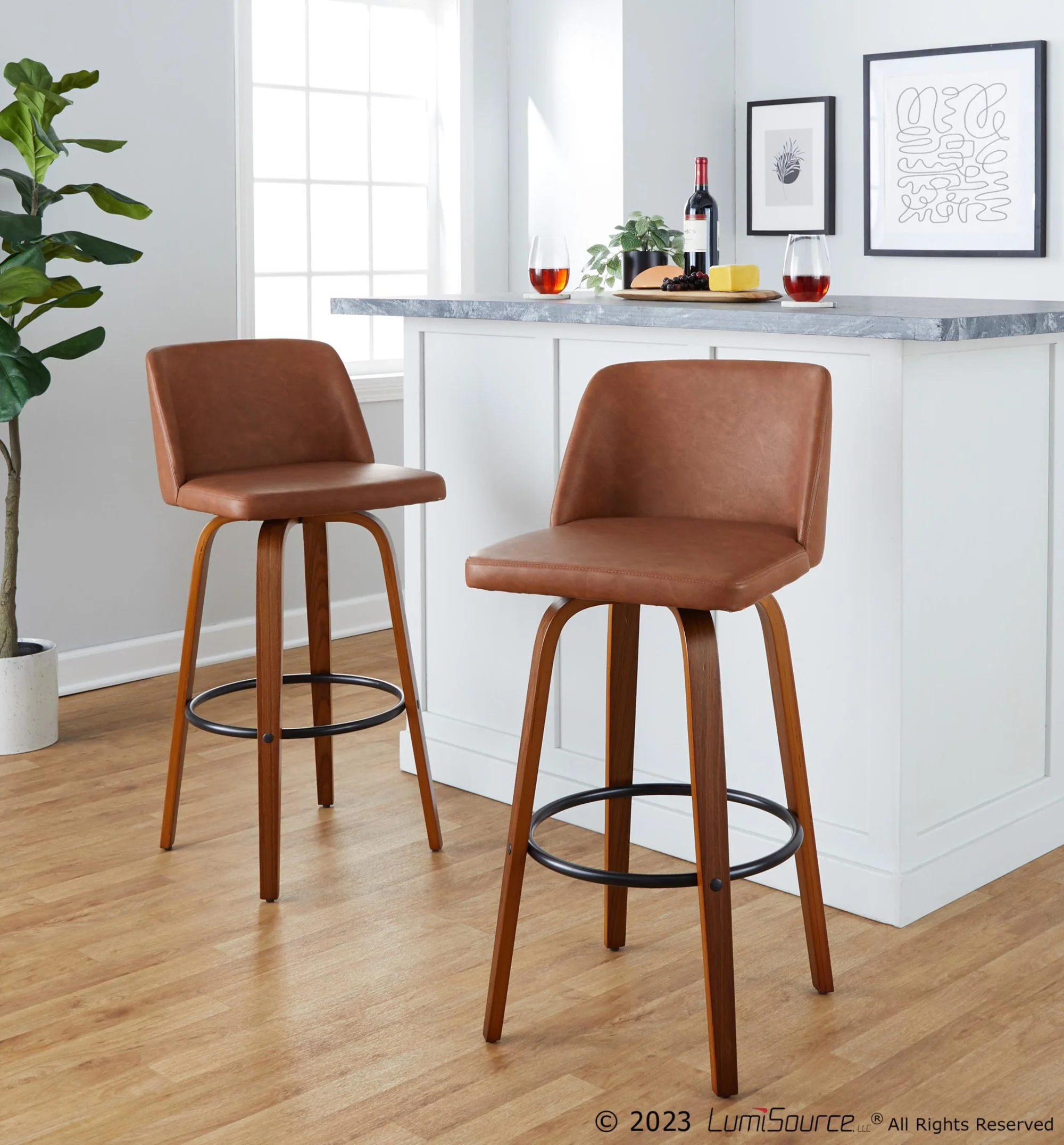 Toriano 30" Fixed-Height Barstool - Set of 2 By LumiSource - B30-TRNOPU-GRTZQ2 WLCAM2 - Image 2