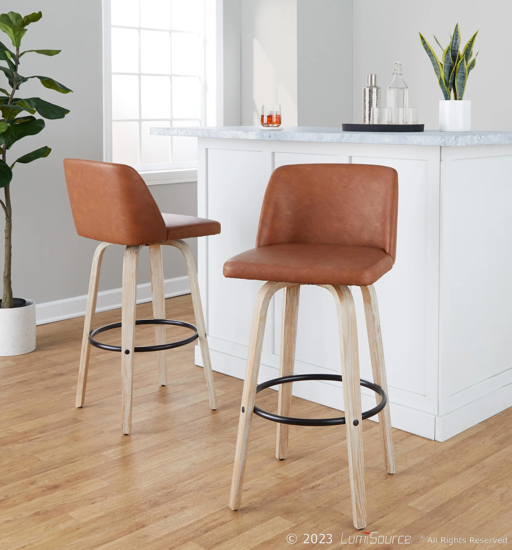 Toriano 30" Fixed-Height Barstool - Set of 2 By LumiSource - B30-TRNOPU-GRTZQ2 WWBK2 - Image 11