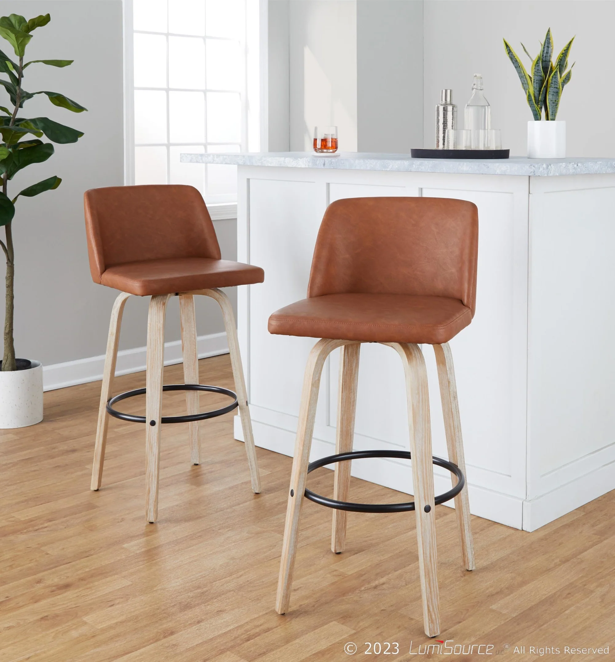 Toriano 30" Fixed-Height Barstool - Set of 2 By LumiSource - B30-TRNOPU-GRTZQ2 WWBK2 - Image 12