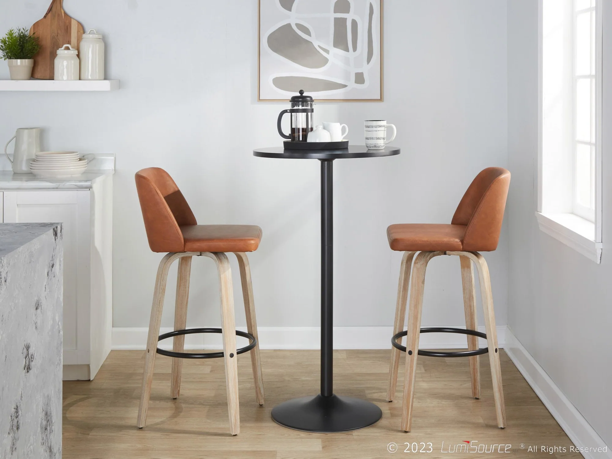 Toriano 30" Fixed-Height Barstool - Set of 2 By LumiSource - B30-TRNOPU-GRTZQ2 WWBK2 - Image 13