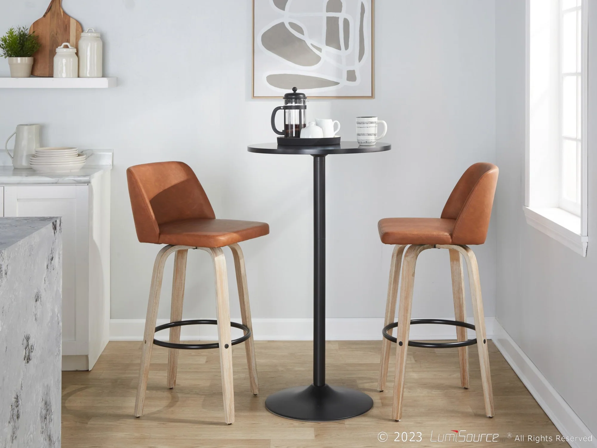 Toriano 30" Fixed-Height Barstool - Set of 2 By LumiSource - B30-TRNOPU-GRTZQ2 WWBK2 - Image 14