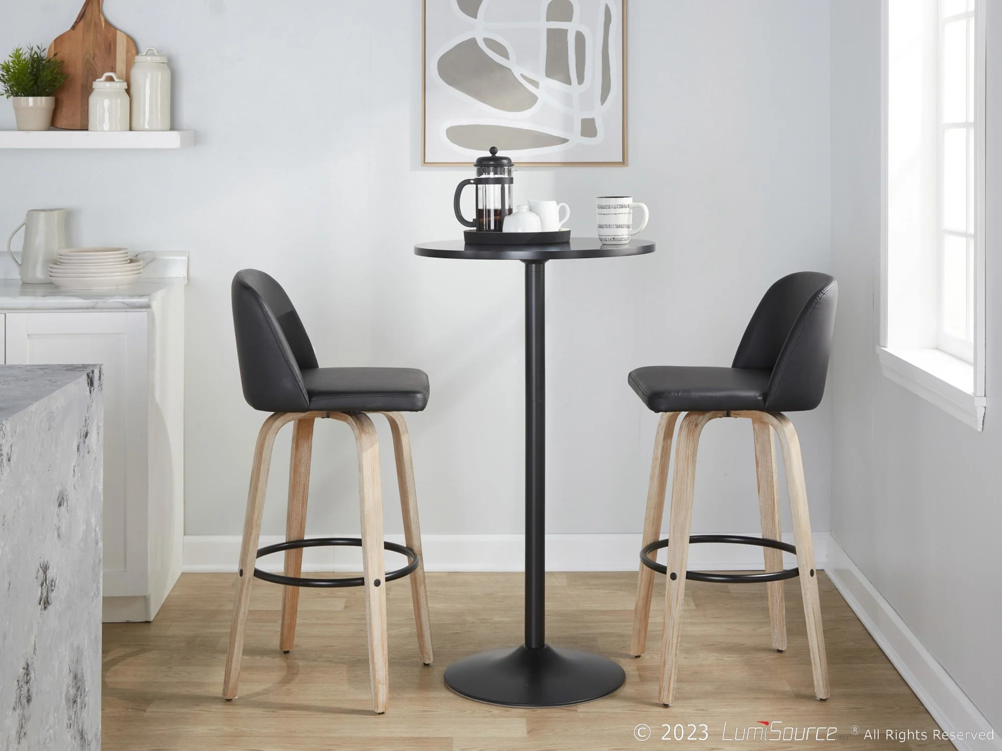 Toriano 30" Fixed-Height Barstool - Set of 2 By LumiSource - B30-TRNOPU-GRTZQ2 WWBK2 - Image 4