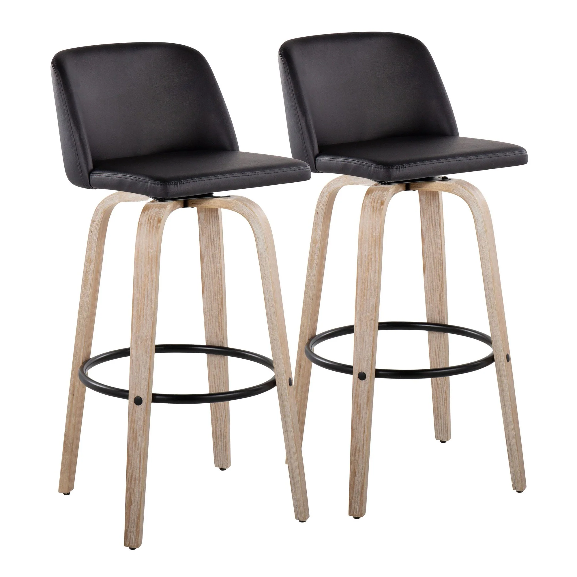 Toriano 30" Fixed-Height Barstool - Set of 2 By LumiSource - B30-TRNOPU-GRTZQ2 WWBK2 - Image 5