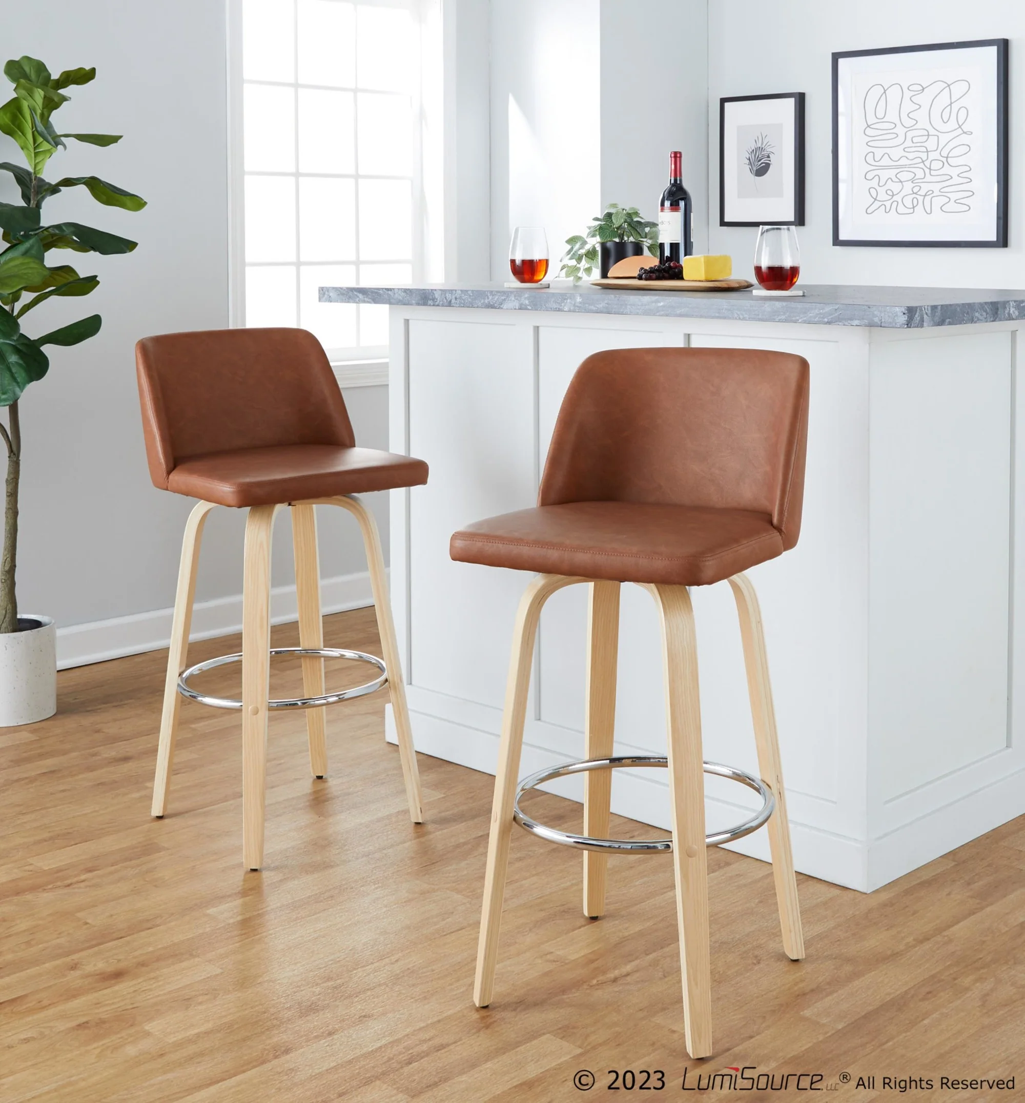 Toriano 30" Fixed-Height Barstool - Set of 2 By LumiSource - B30-TRNOPU-GRTZR2 NABK2 - Image 11