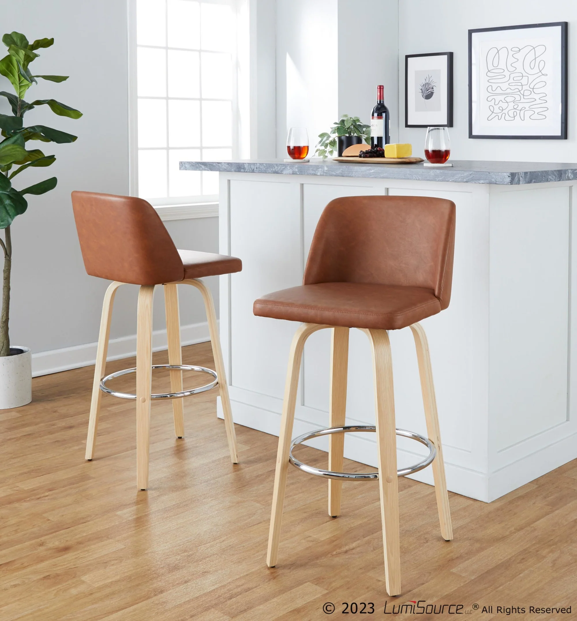 Toriano 30" Fixed-Height Barstool - Set of 2 By LumiSource - B30-TRNOPU-GRTZR2 NABK2 - Image 12