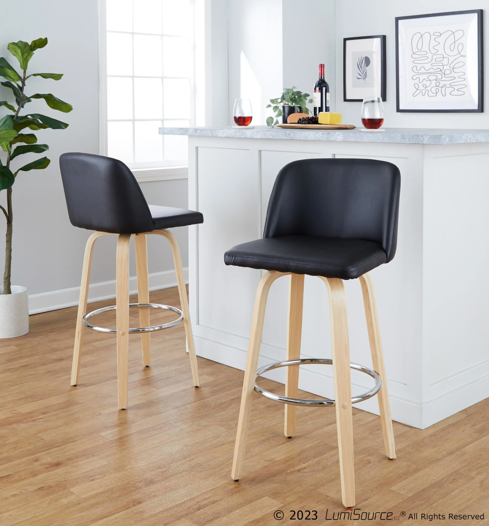 Toriano 30" Fixed-Height Barstool - Set of 2 By LumiSource - B30-TRNOPU-GRTZR2 NABK2 - Image 2