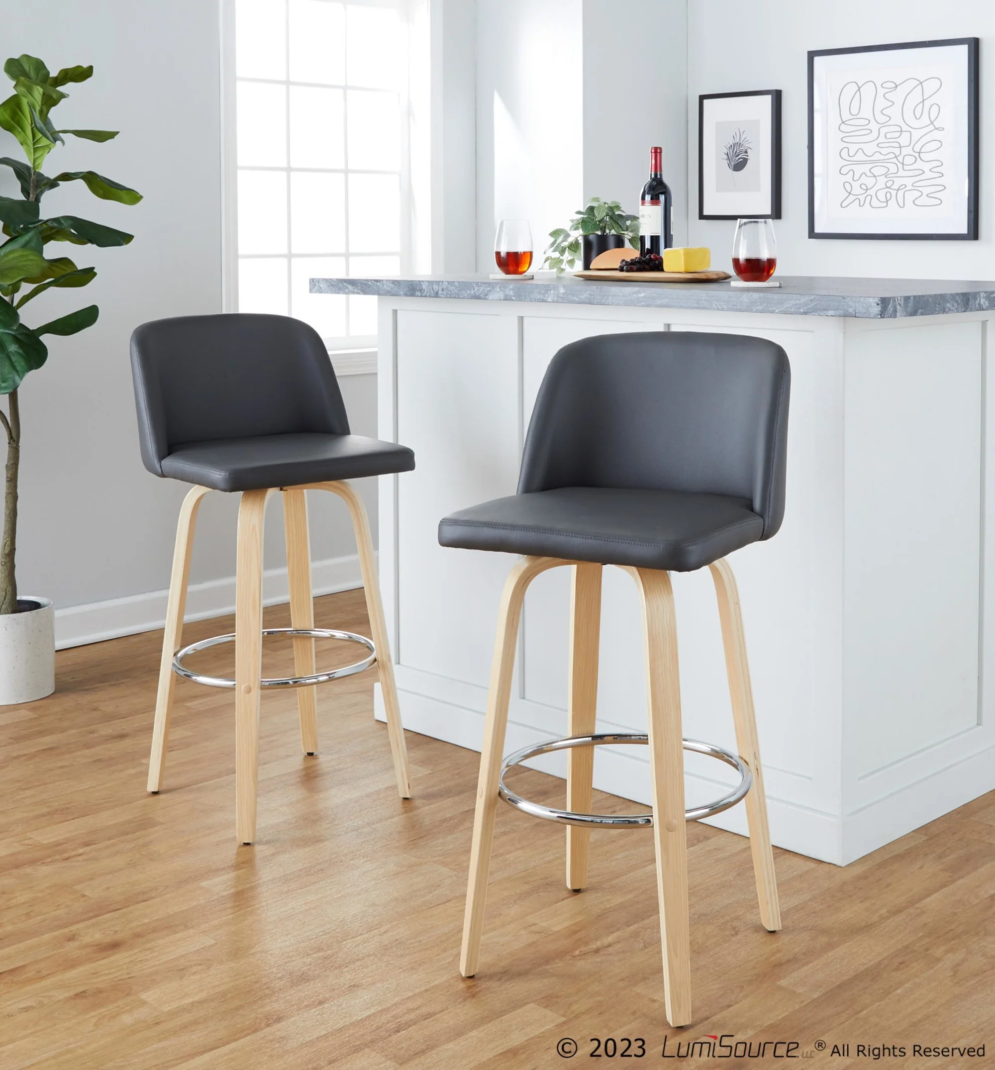 Toriano 30" Fixed-Height Barstool - Set of 2 By LumiSource - B30-TRNOPU-GRTZR2 NABK2 - Image 21