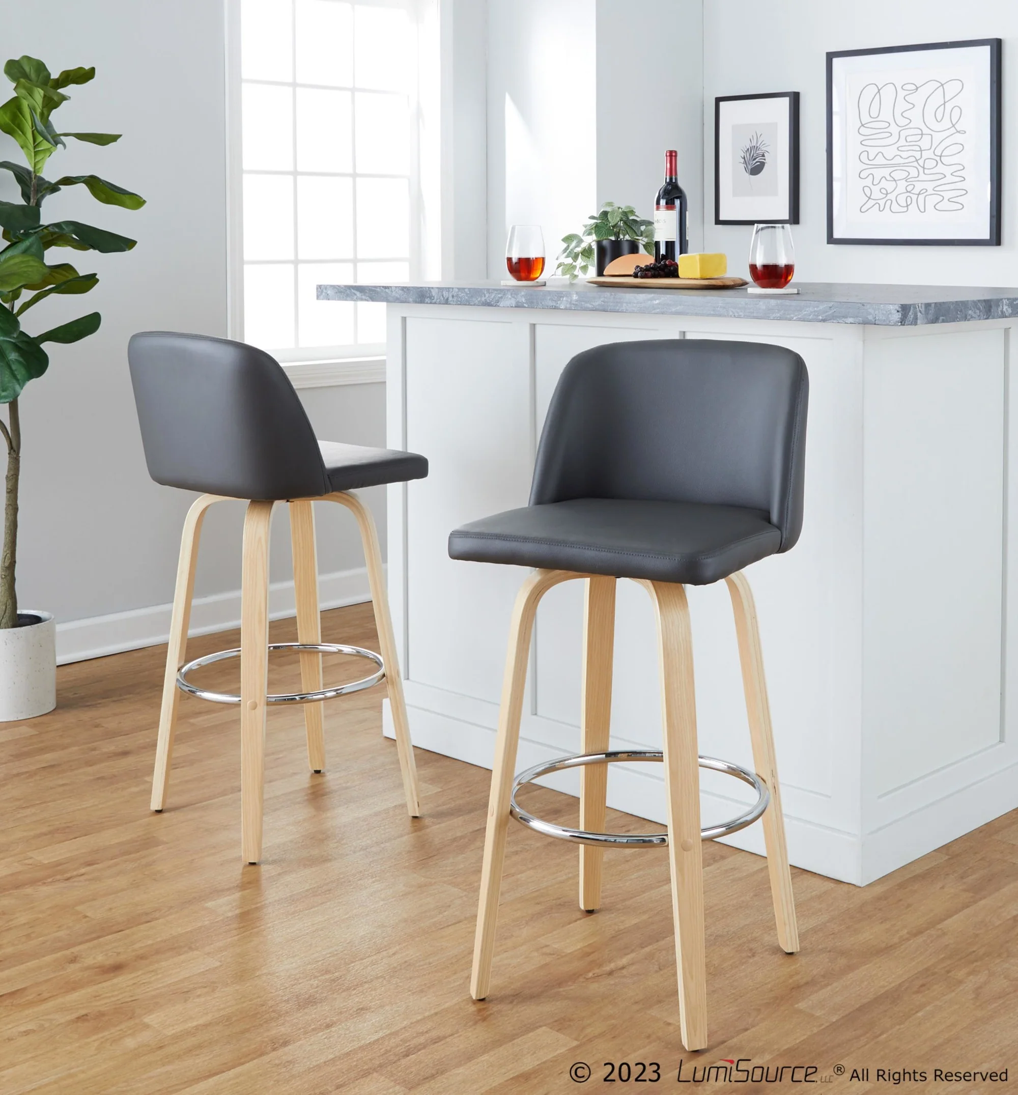 Toriano 30" Fixed-Height Barstool - Set of 2 By LumiSource - B30-TRNOPU-GRTZR2 NABK2 - Image 22