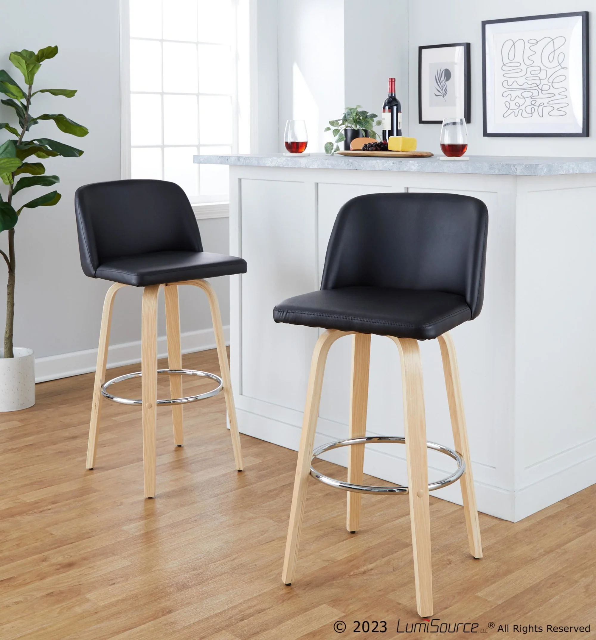 Toriano 30" Fixed-Height Barstool - Set of 2 By LumiSource - B30-TRNOPU-GRTZR2 NABK2 - Image 3