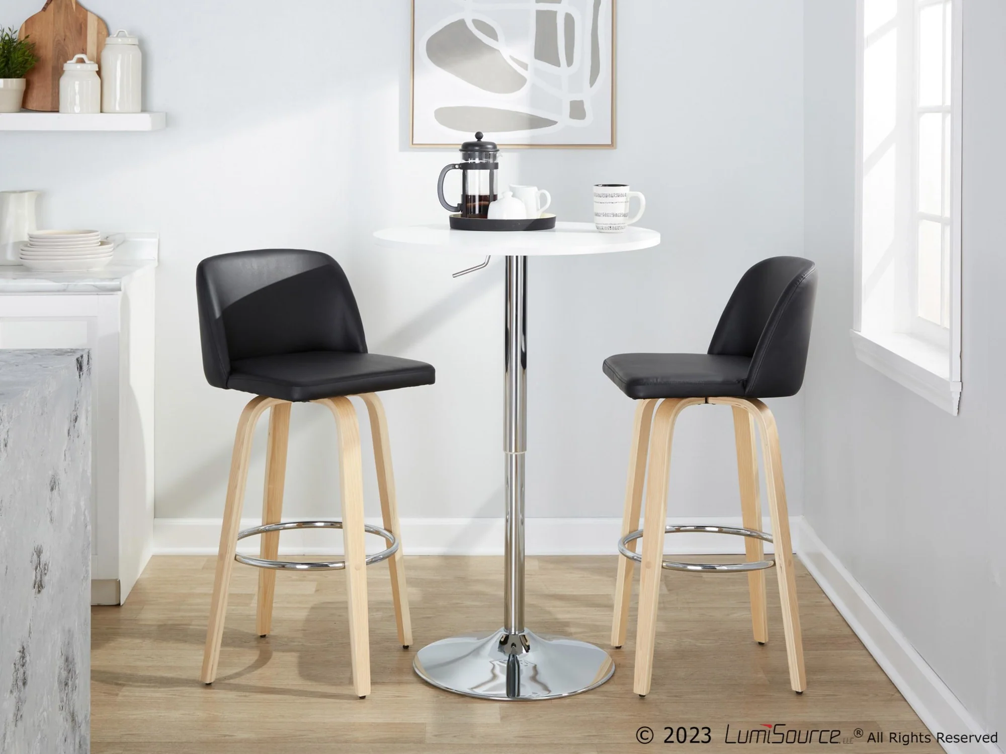 Toriano 30" Fixed-Height Barstool - Set of 2 By LumiSource - B30-TRNOPU-GRTZR2 NABK2 - Image 4