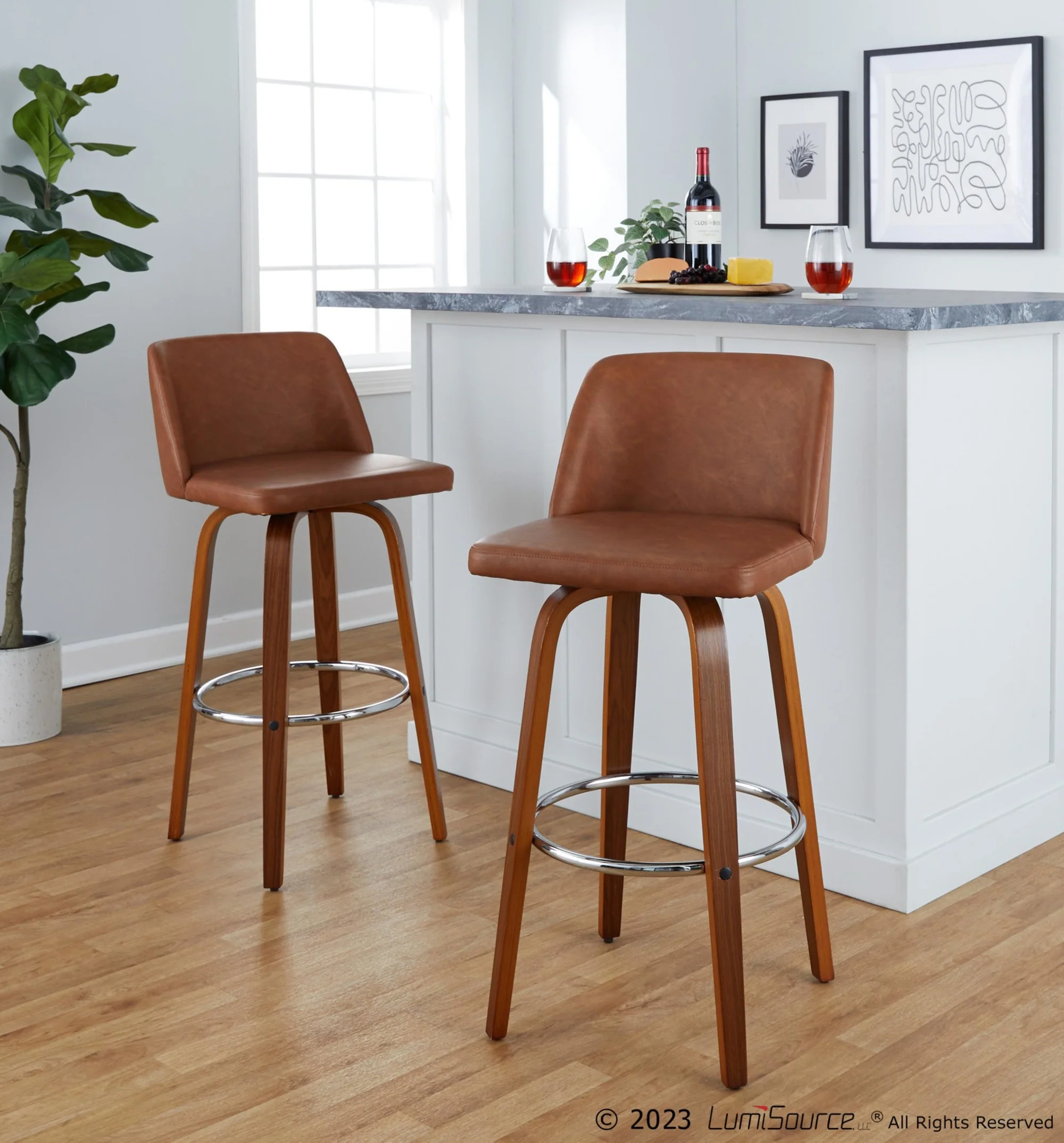 Toriano 30" Fixed-Height Barstool - Set of 2 By LumiSource - B30-TRNOPU-GRTZR2 WLBK2 - Image 11