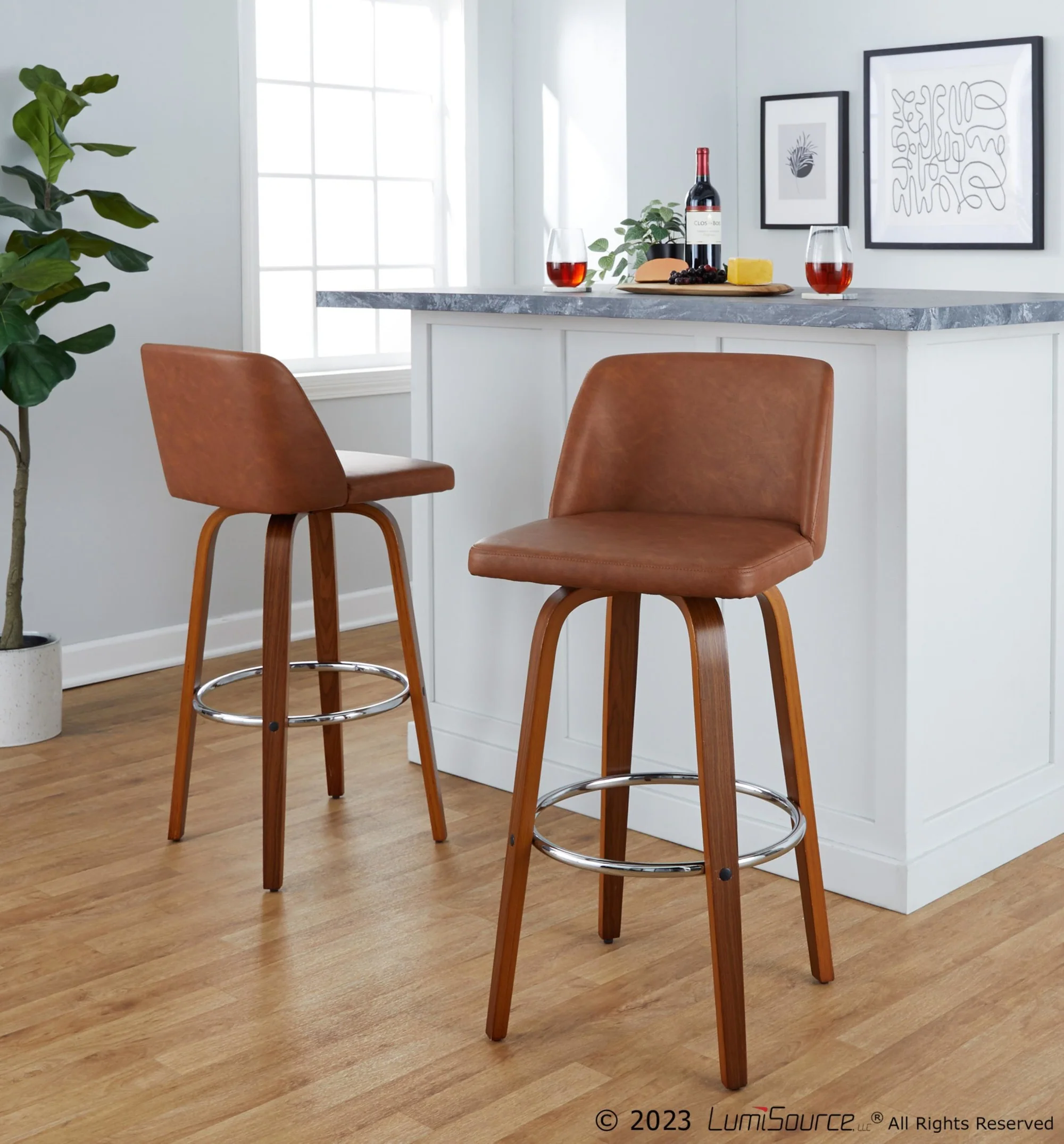 Toriano 30" Fixed-Height Barstool - Set of 2 By LumiSource - B30-TRNOPU-GRTZR2 WLBK2 - Image 12