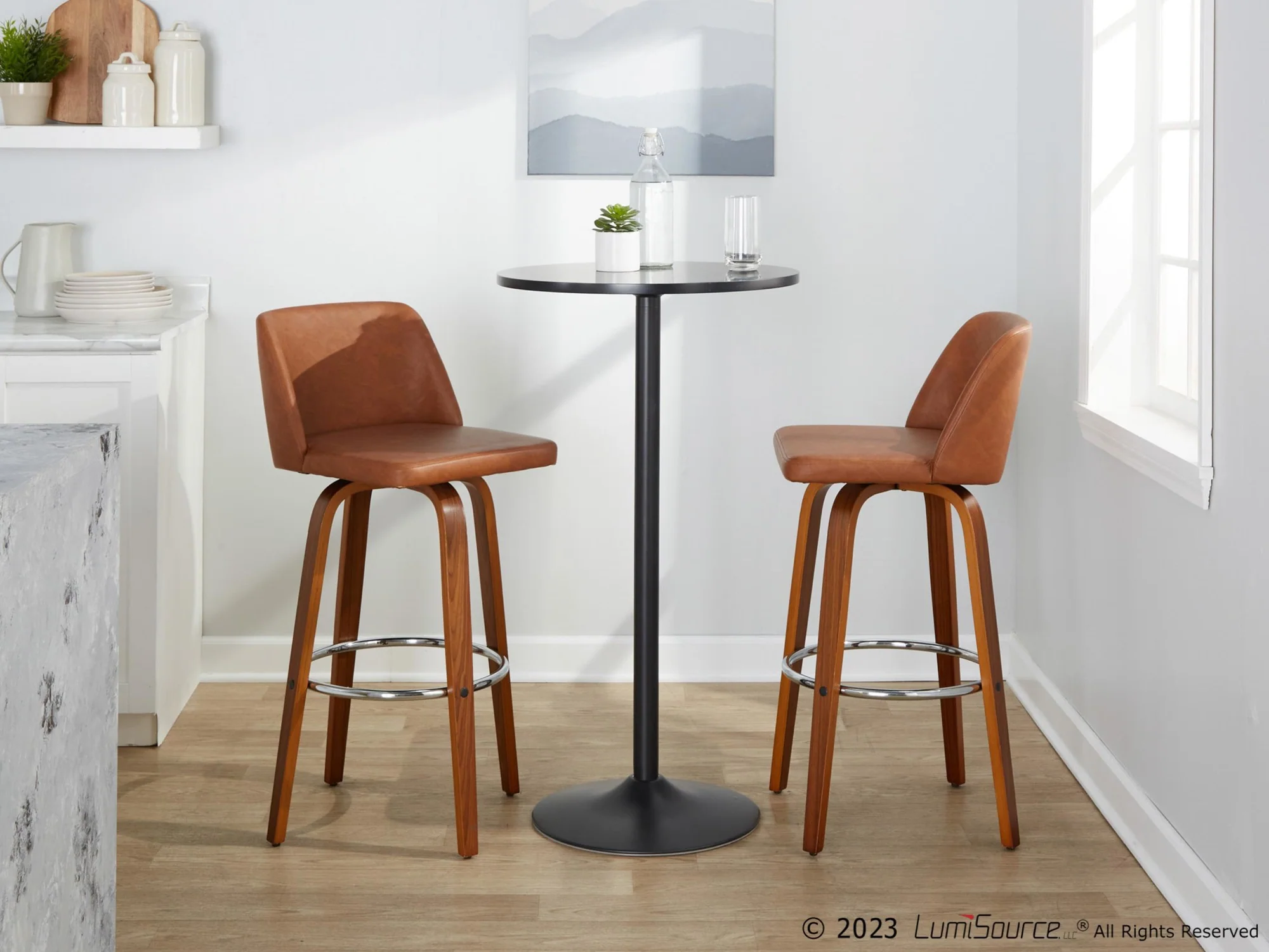 Toriano 30" Fixed-Height Barstool - Set of 2 By LumiSource - B30-TRNOPU-GRTZR2 WLBK2 - Image 13