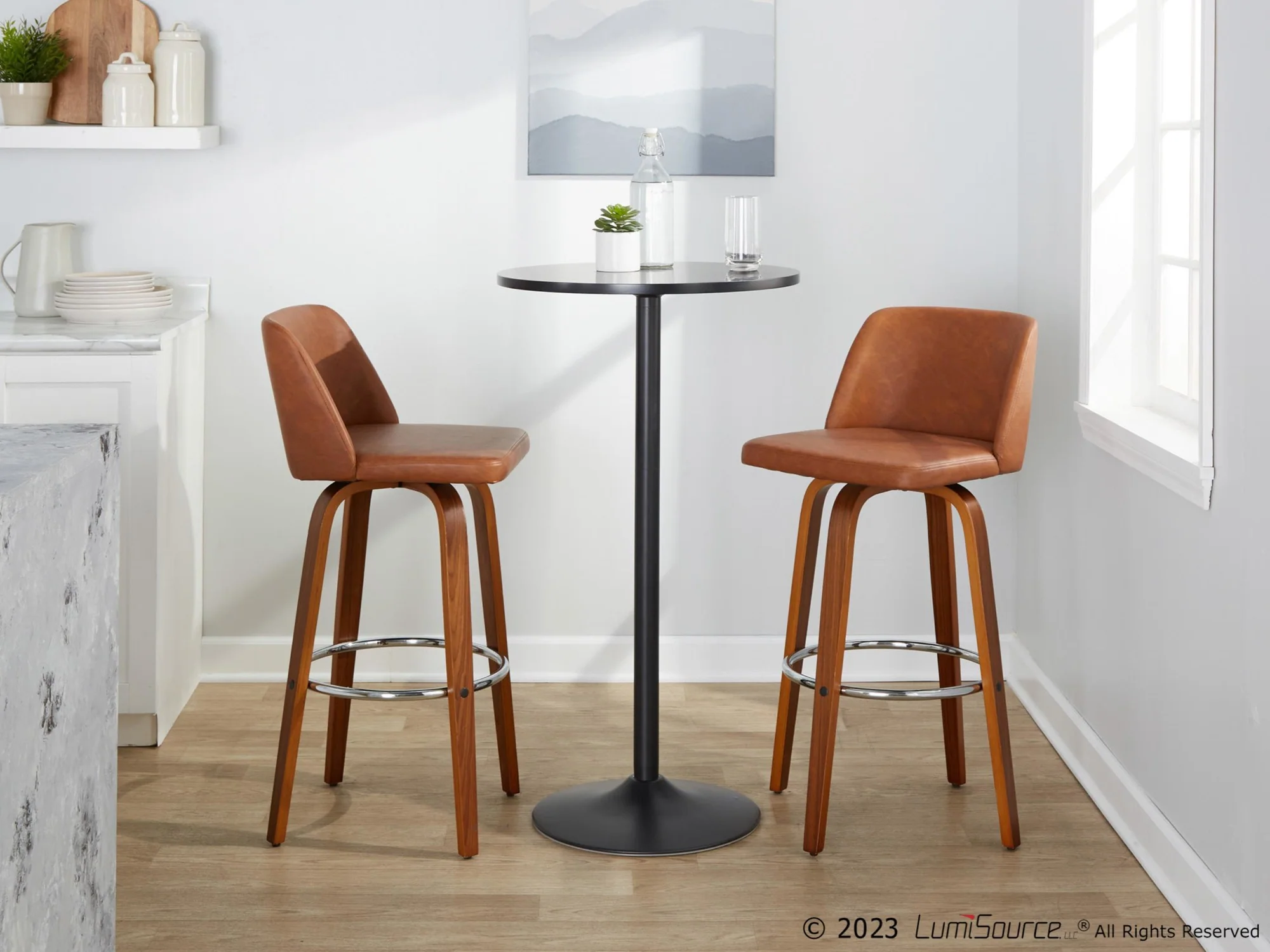 Toriano 30" Fixed-Height Barstool - Set of 2 By LumiSource - B30-TRNOPU-GRTZR2 WLBK2 - Image 14
