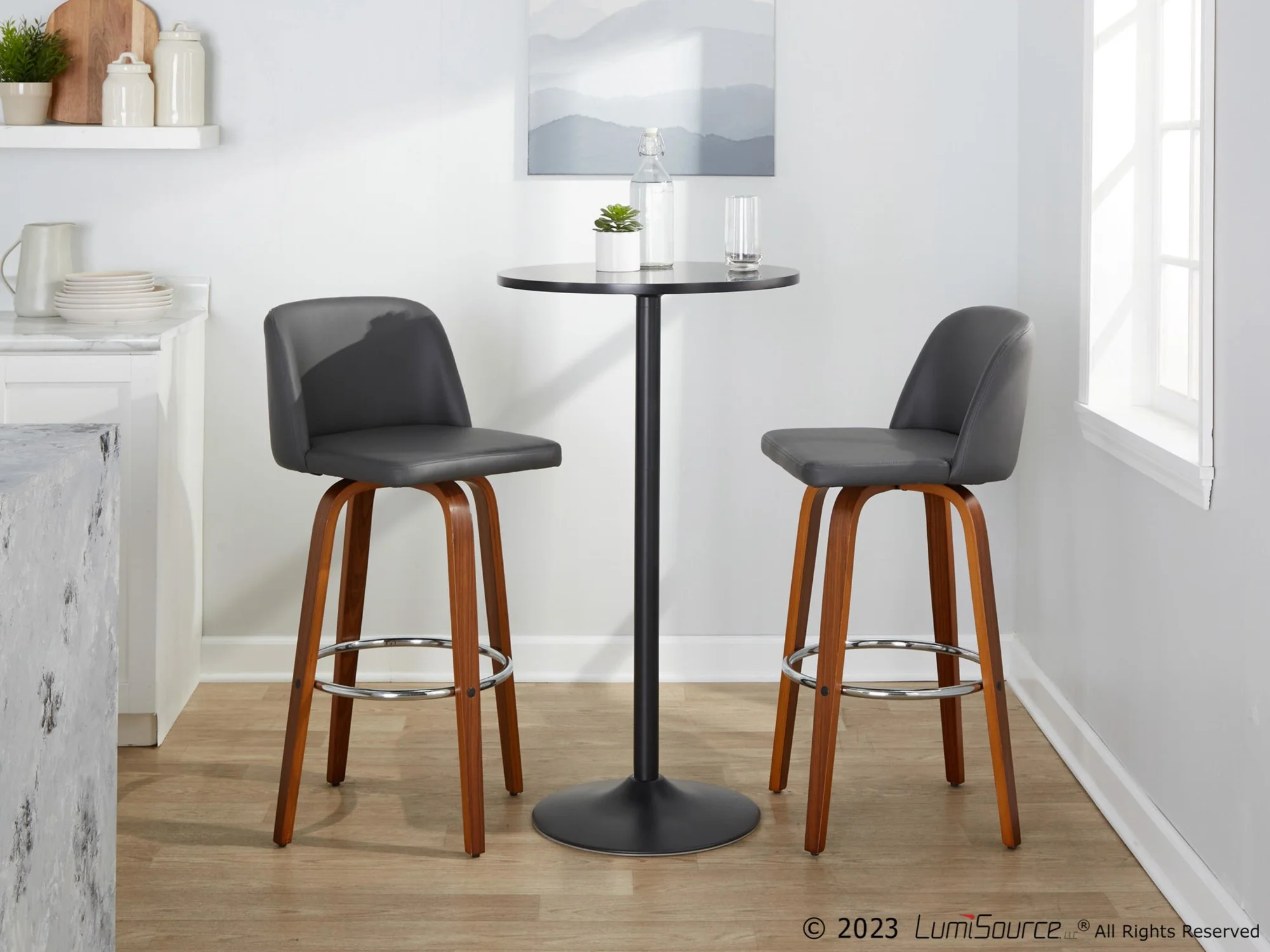 Toriano 30" Fixed-Height Barstool - Set of 2 By LumiSource - B30-TRNOPU-GRTZR2 WLBK2 - Image 23