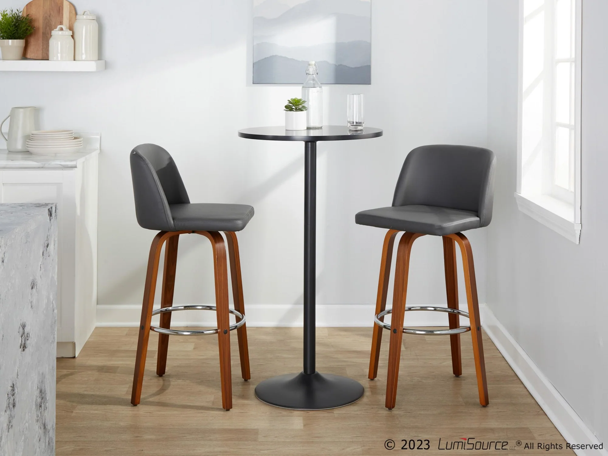 Toriano 30" Fixed-Height Barstool - Set of 2 By LumiSource - B30-TRNOPU-GRTZR2 WLBK2 - Image 24