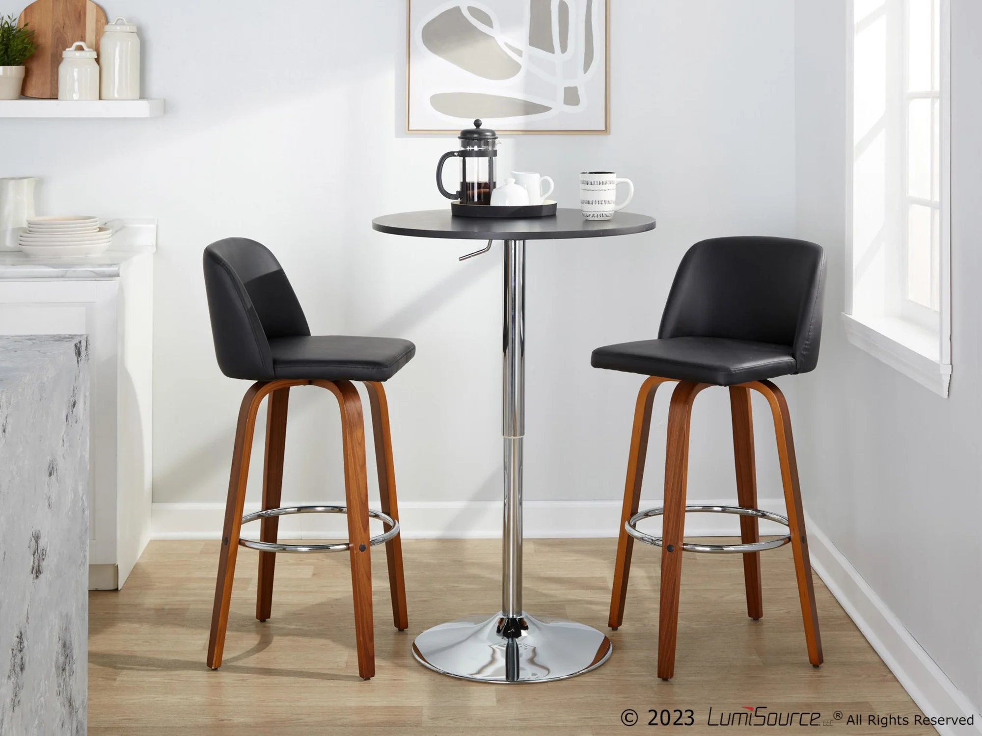 Toriano 30" Fixed-Height Barstool - Set of 2 By LumiSource - B30-TRNOPU-GRTZR2 WLBK2 - Image 3