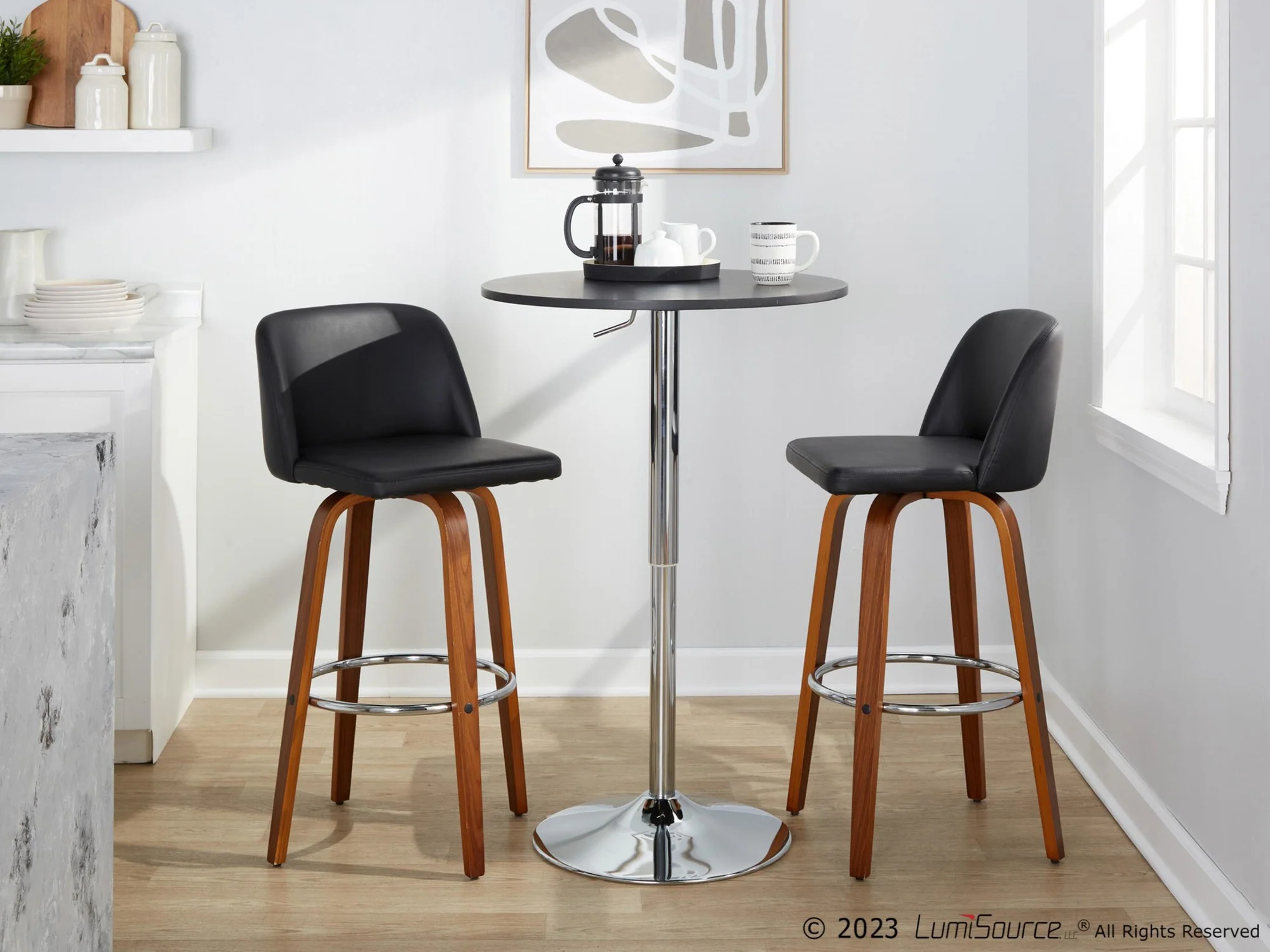 Toriano 30" Fixed-Height Barstool - Set of 2 By LumiSource - B30-TRNOPU-GRTZR2 WLBK2 - Image 4