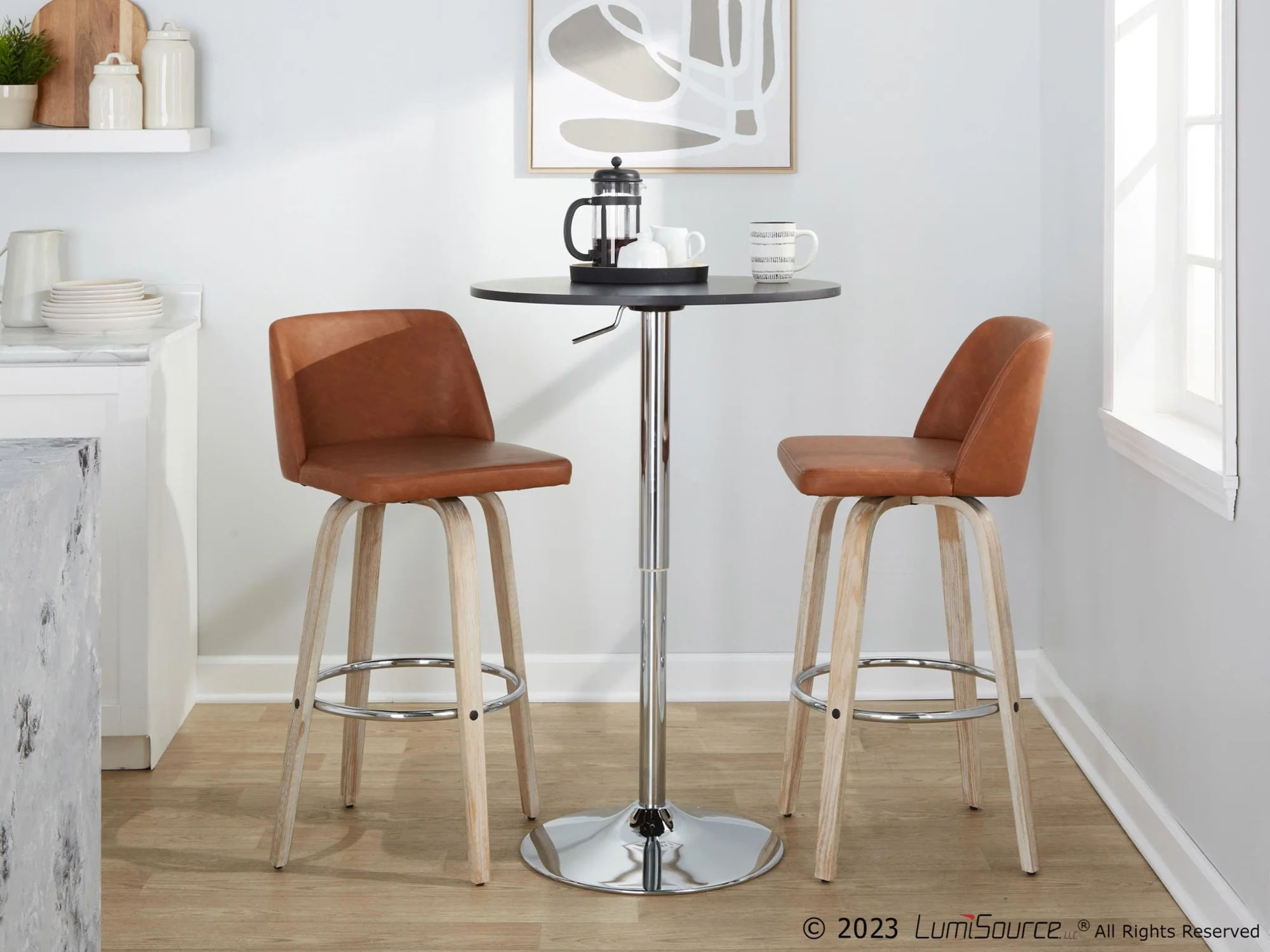 Toriano 30" Fixed-Height Barstool - Set of 2 By LumiSource - B30-TRNOPU-GRTZR2 WWBK2 - Image 11